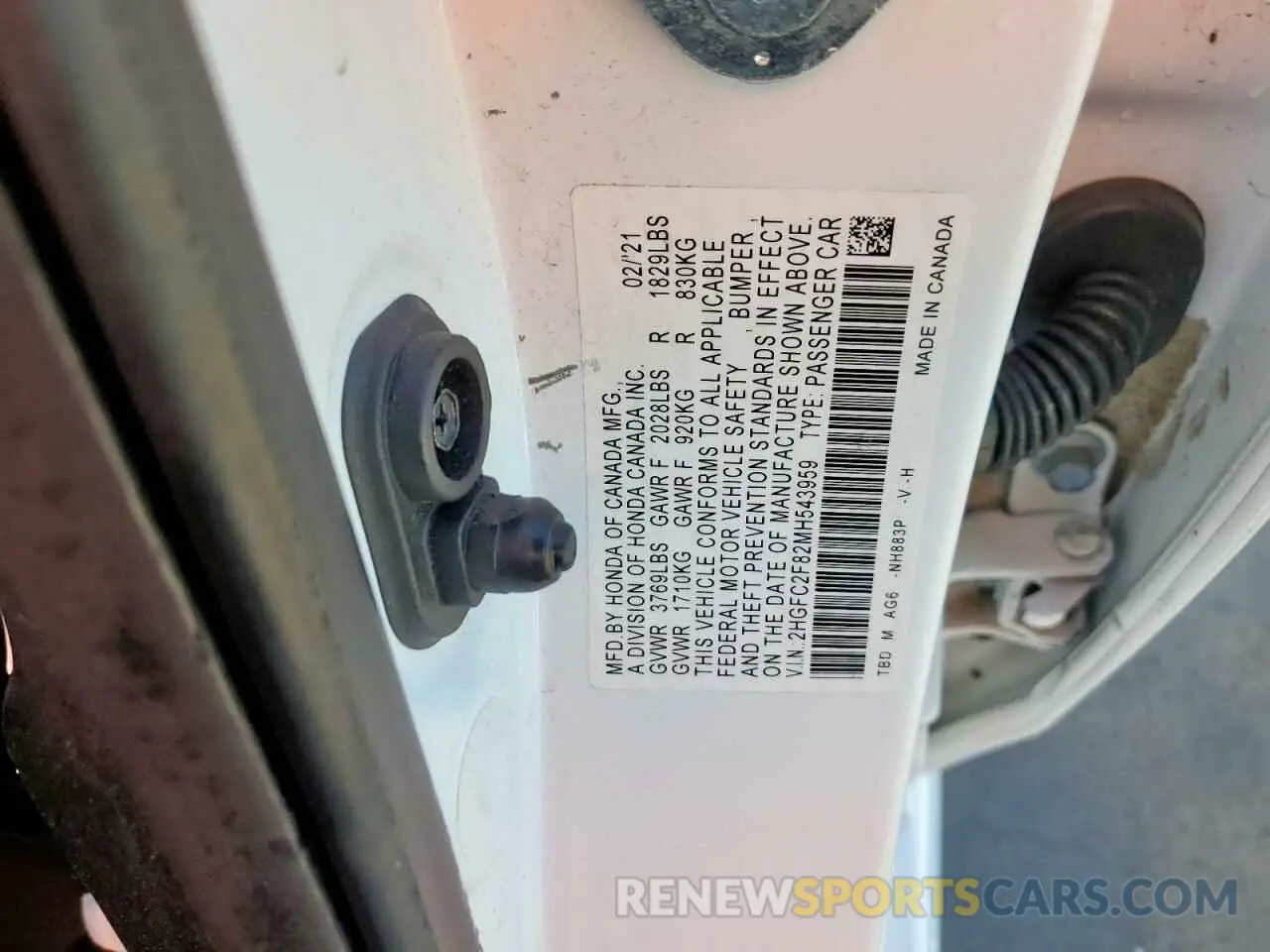 13 Photograph of a damaged car 2HGFC2F82MH543959 HONDA CIVIC 2021