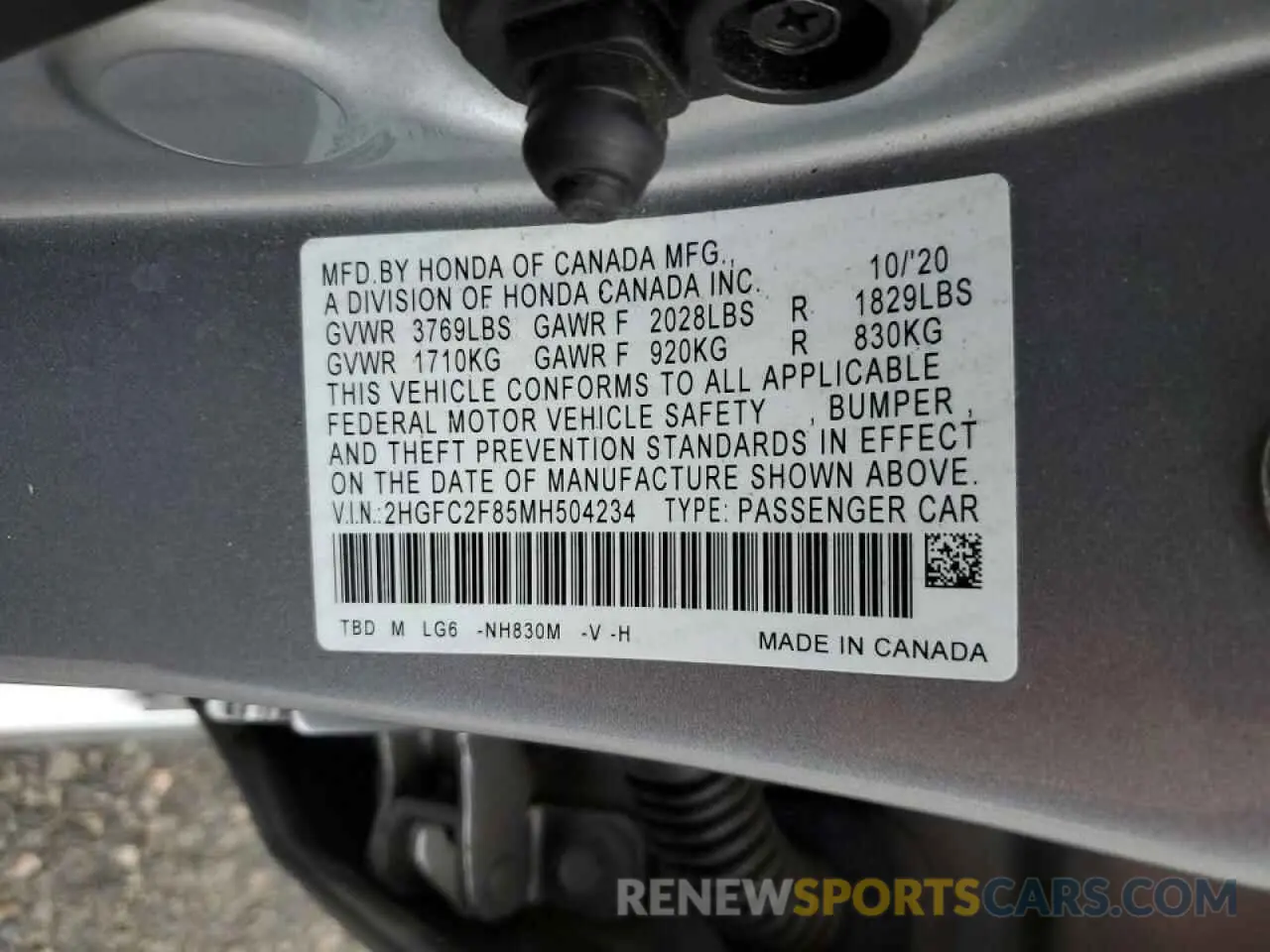 14 Photograph of a damaged car 2HGFC2F85MH504234 HONDA CIVIC 2021