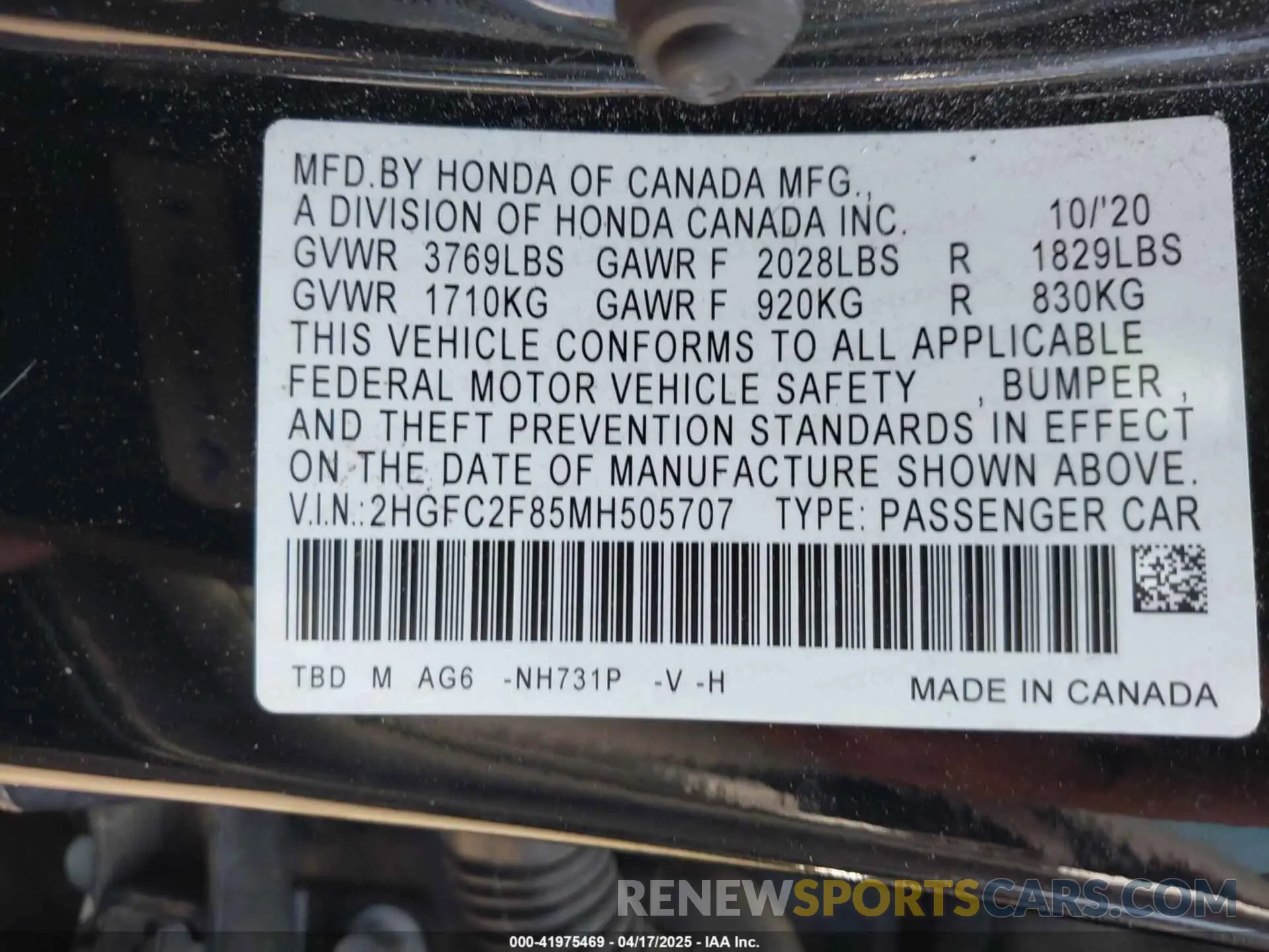9 Photograph of a damaged car 2HGFC2F85MH505707 HONDA CIVIC 2021