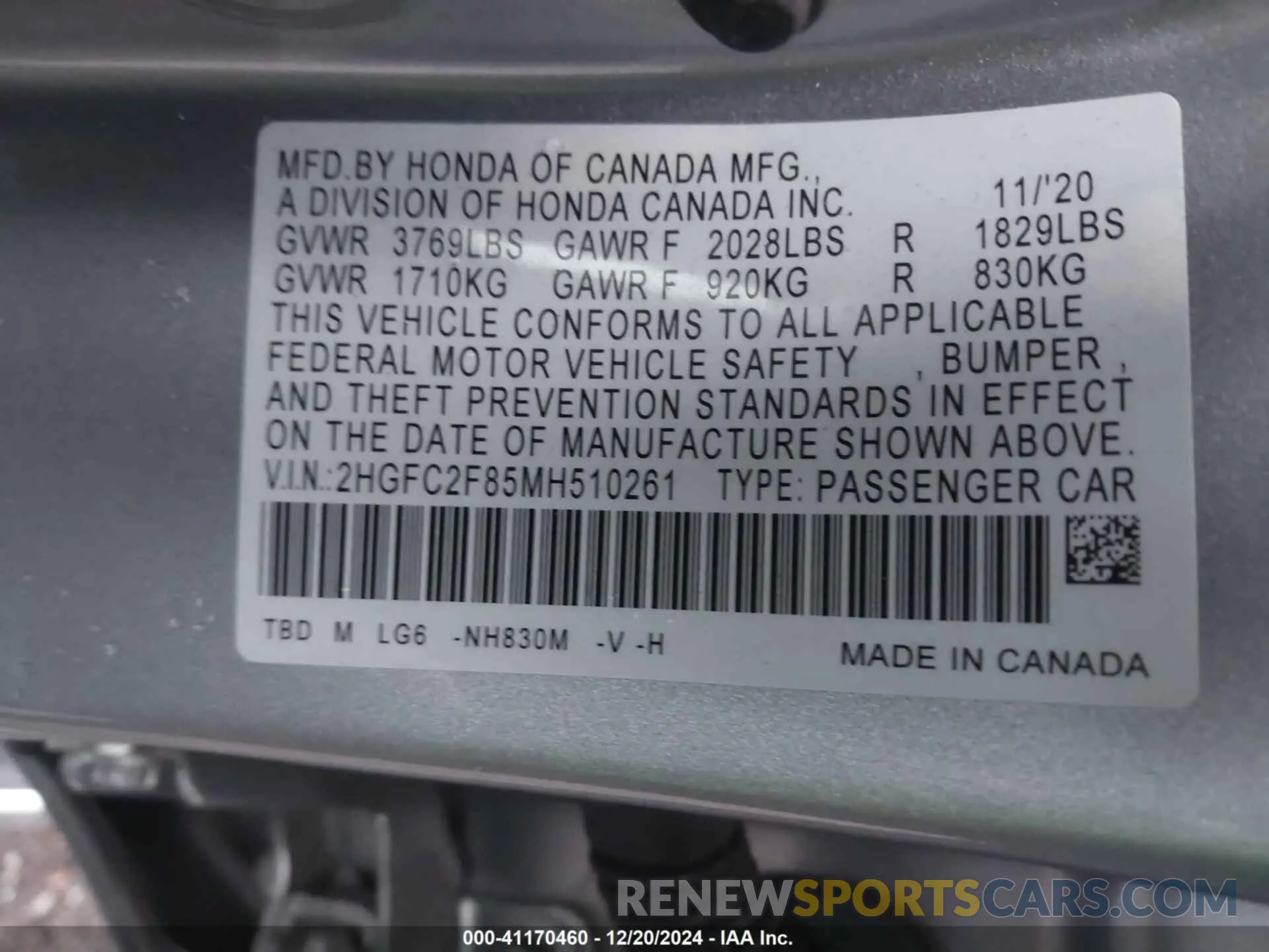 9 Photograph of a damaged car 2HGFC2F85MH510261 HONDA CIVIC 2021