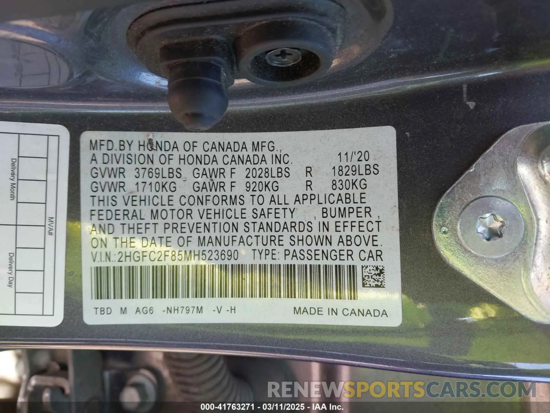 9 Photograph of a damaged car 2HGFC2F85MH523690 HONDA CIVIC 2021