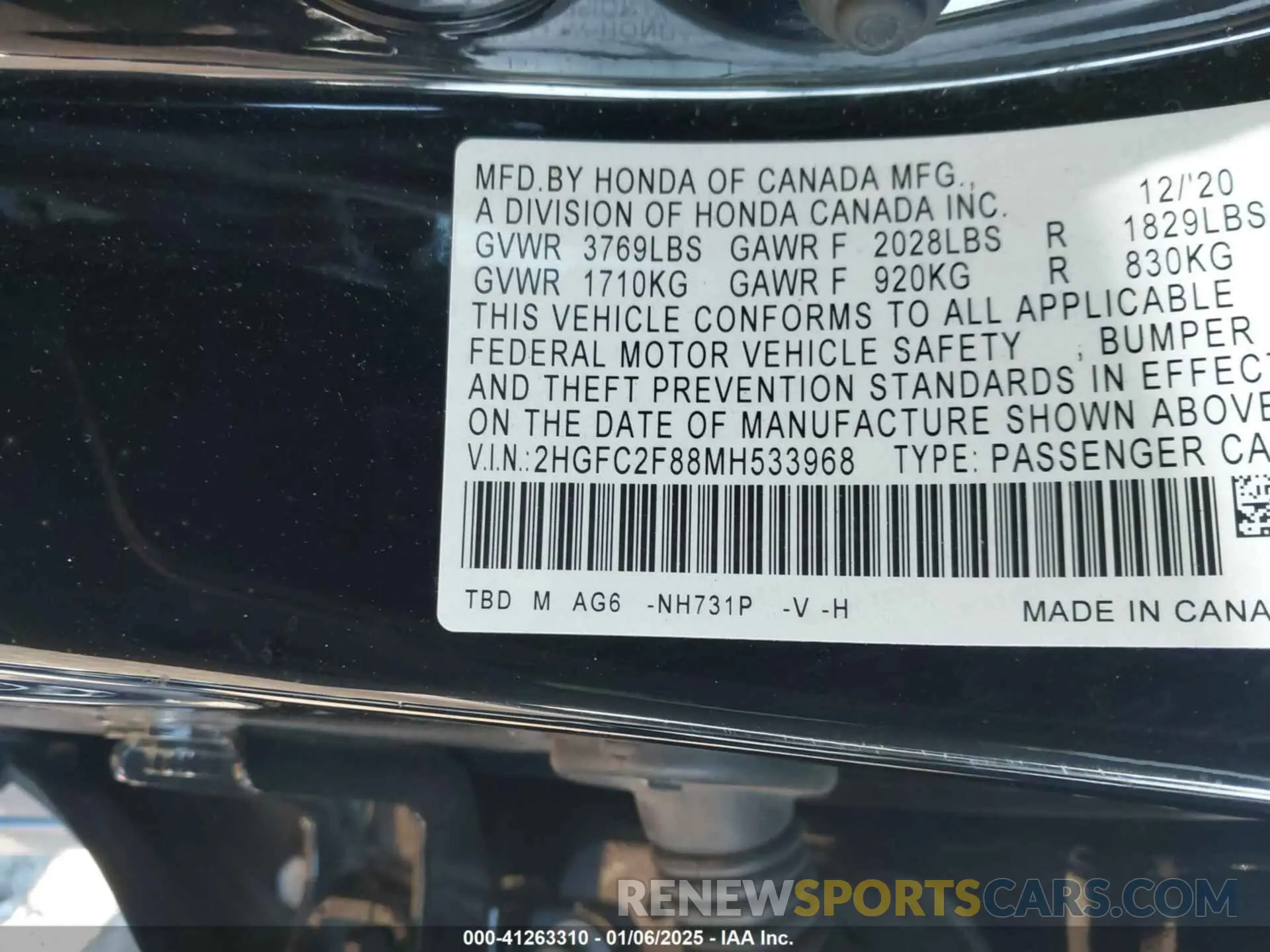 9 Photograph of a damaged car 2HGFC2F88MH533968 HONDA CIVIC 2021