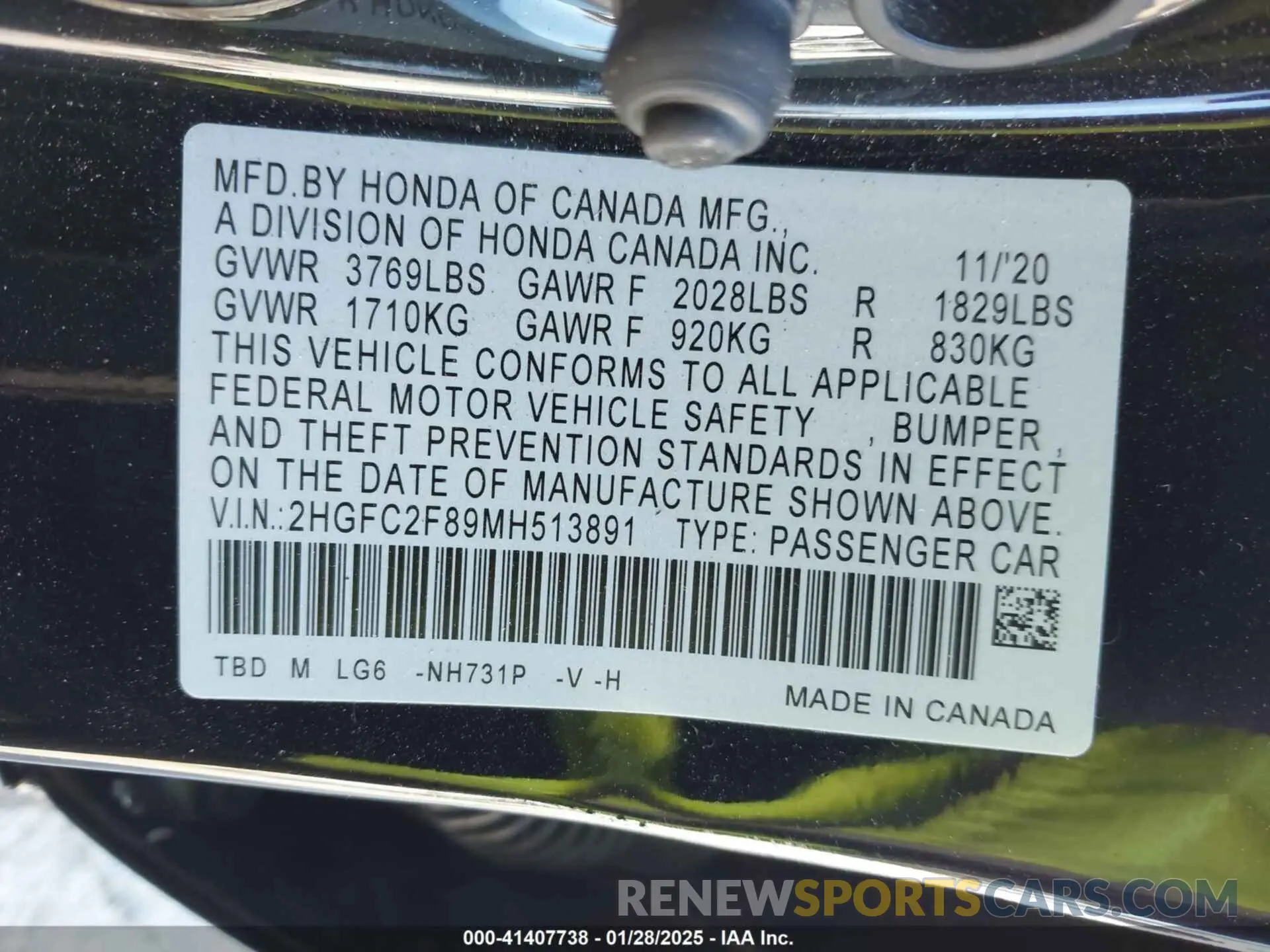 9 Photograph of a damaged car 2HGFC2F89MH513891 HONDA CIVIC 2021