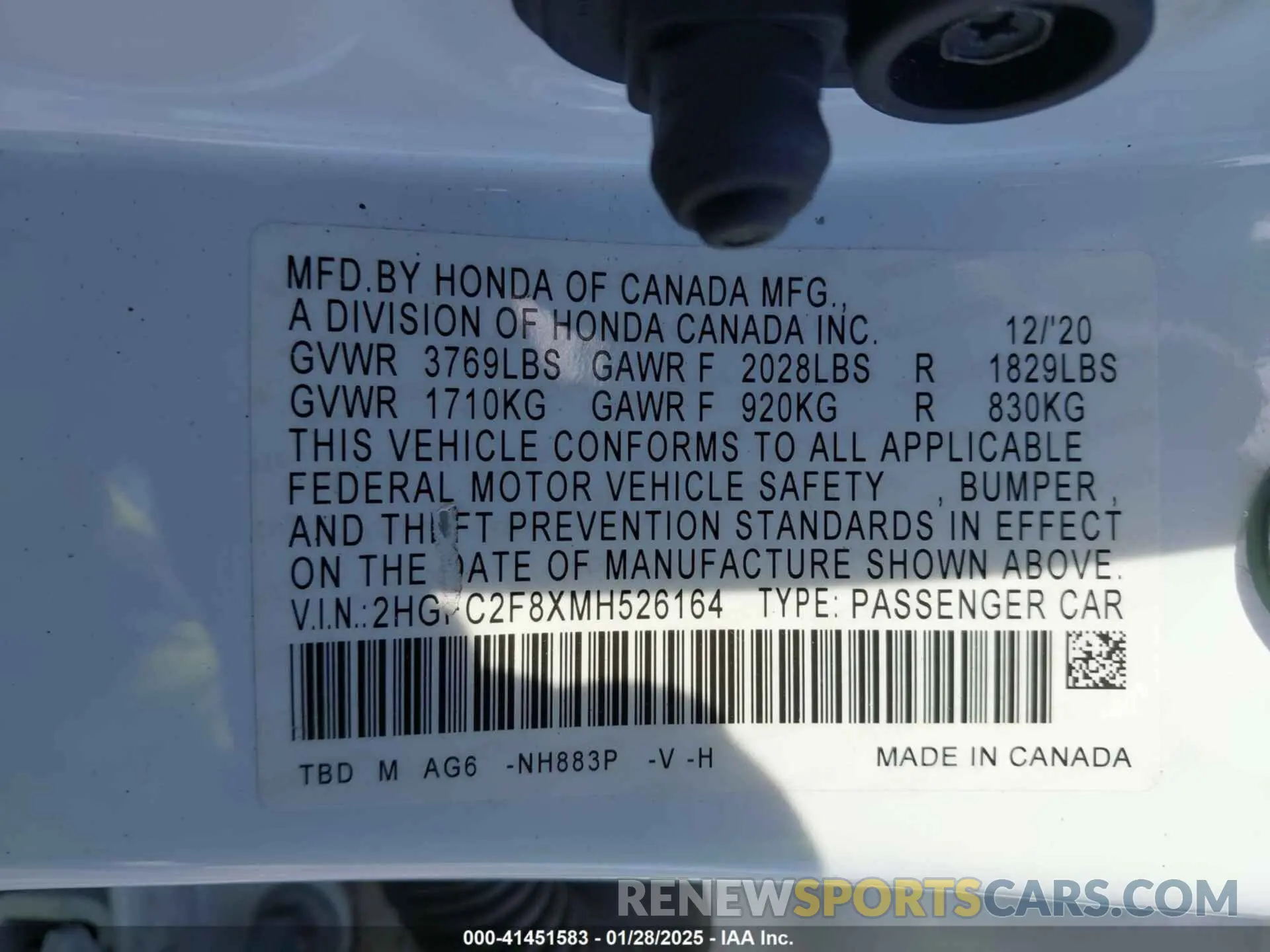 9 Photograph of a damaged car 2HGFC2F8XMH526164 HONDA CIVIC 2021