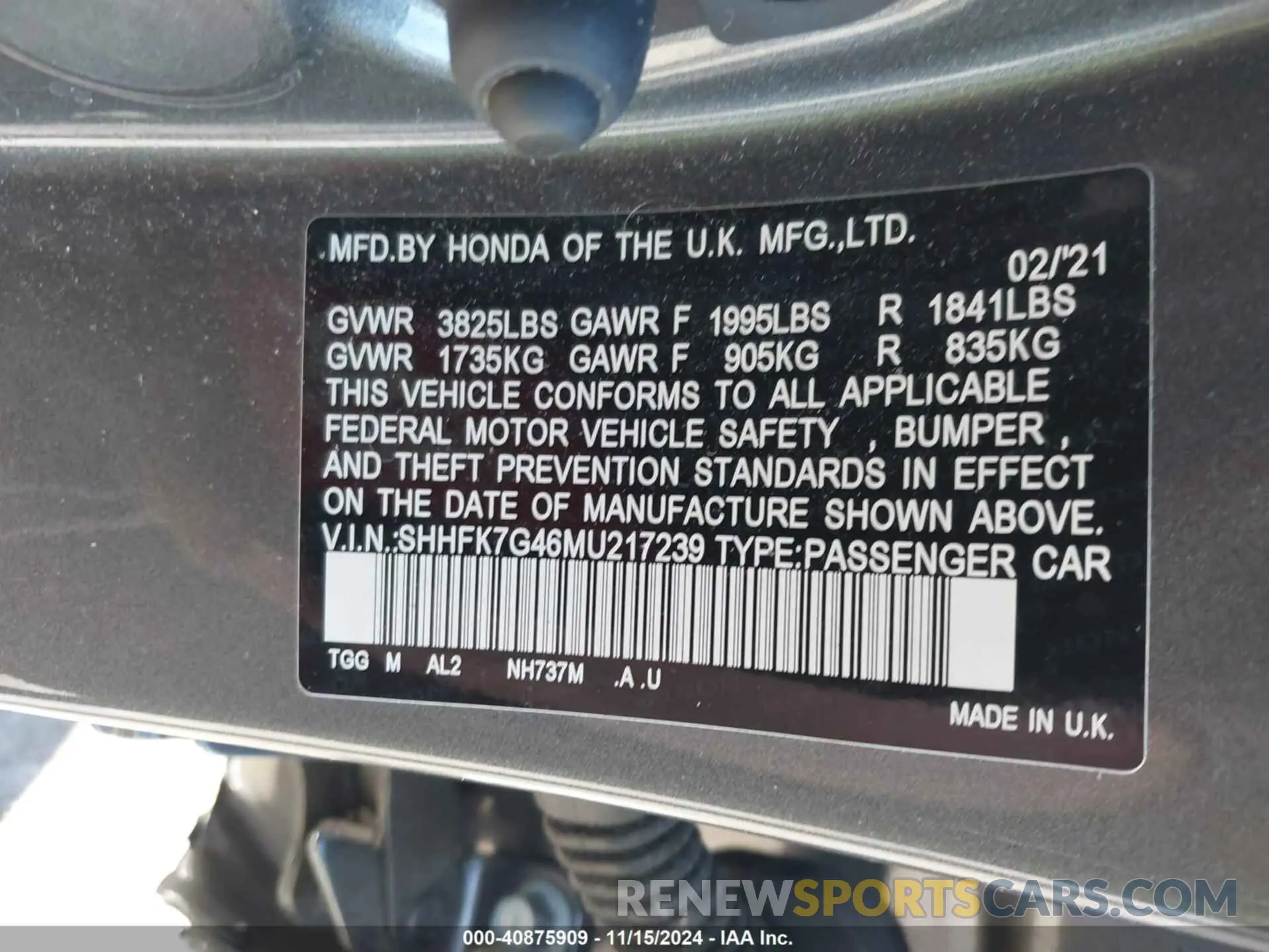 9 Photograph of a damaged car SHHFK7G46MU217239 HONDA CIVIC 2021