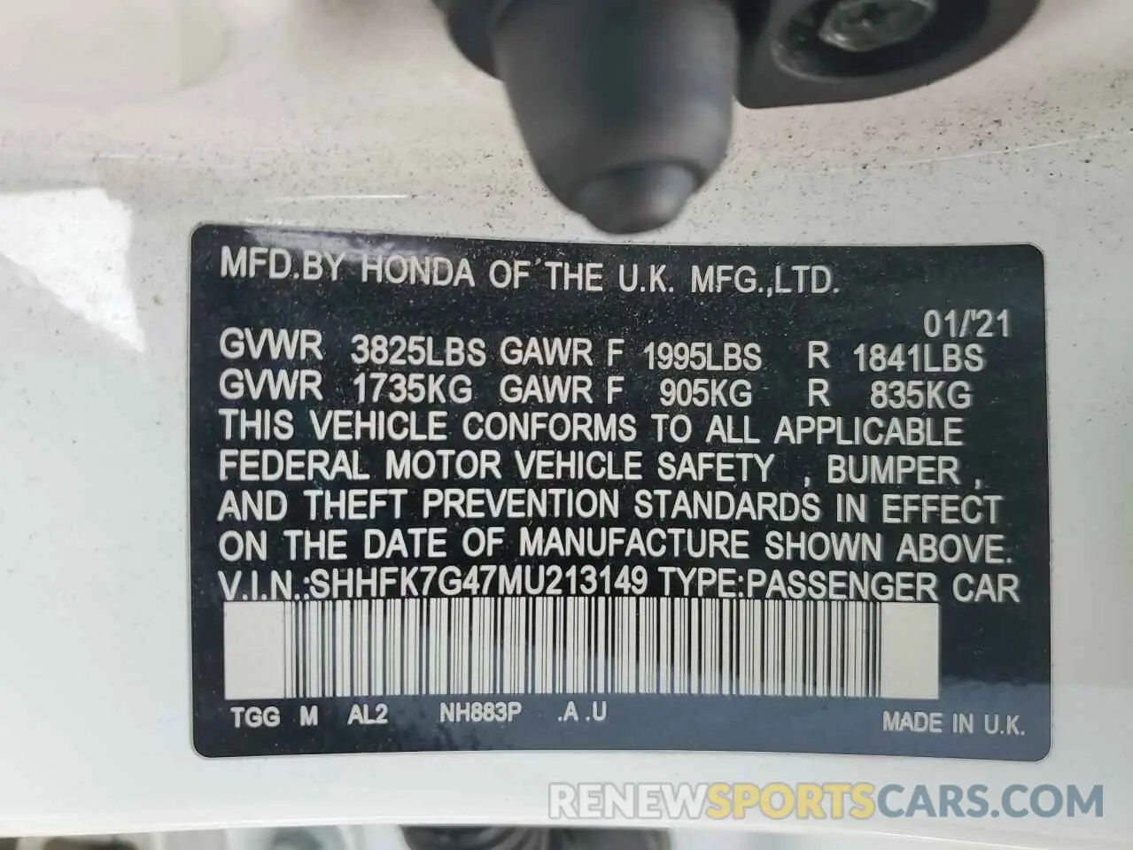 13 Photograph of a damaged car SHHFK7G47MU213149 HONDA CIVIC 2021