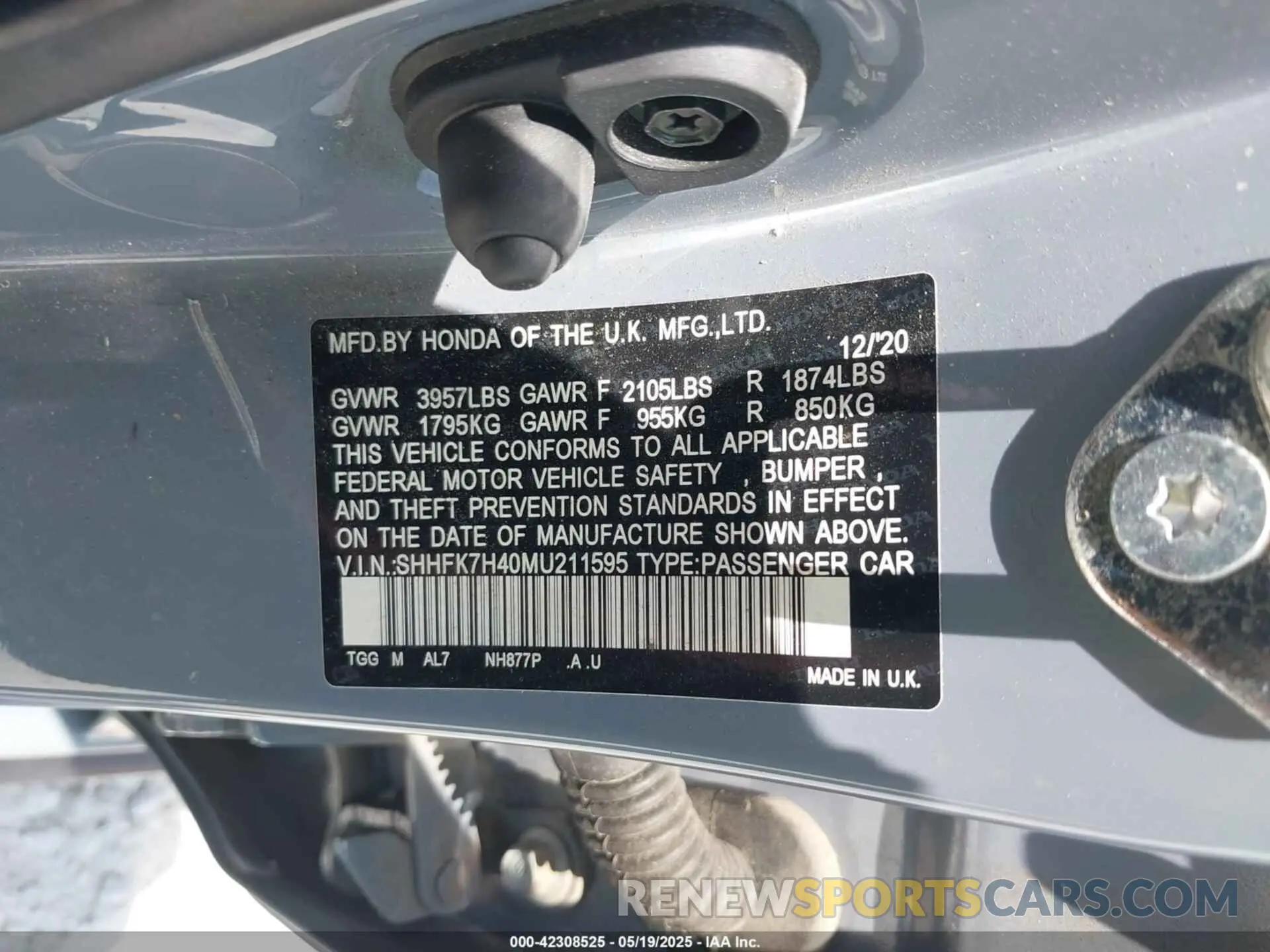 9 Photograph of a damaged car SHHFK7H40MU211595 HONDA CIVIC 2021