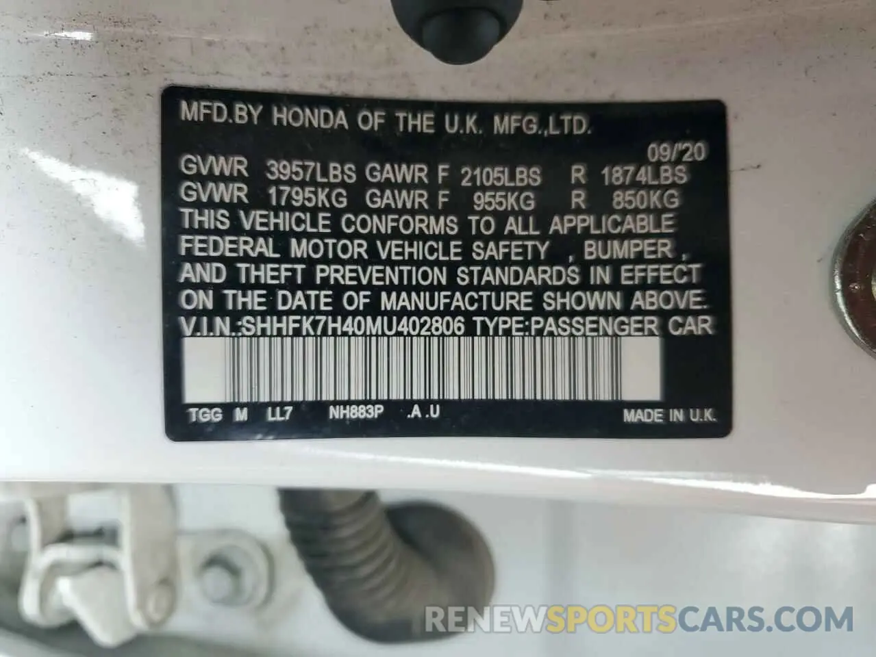 15 Photograph of a damaged car SHHFK7H40MU402806 HONDA CIVIC 2021