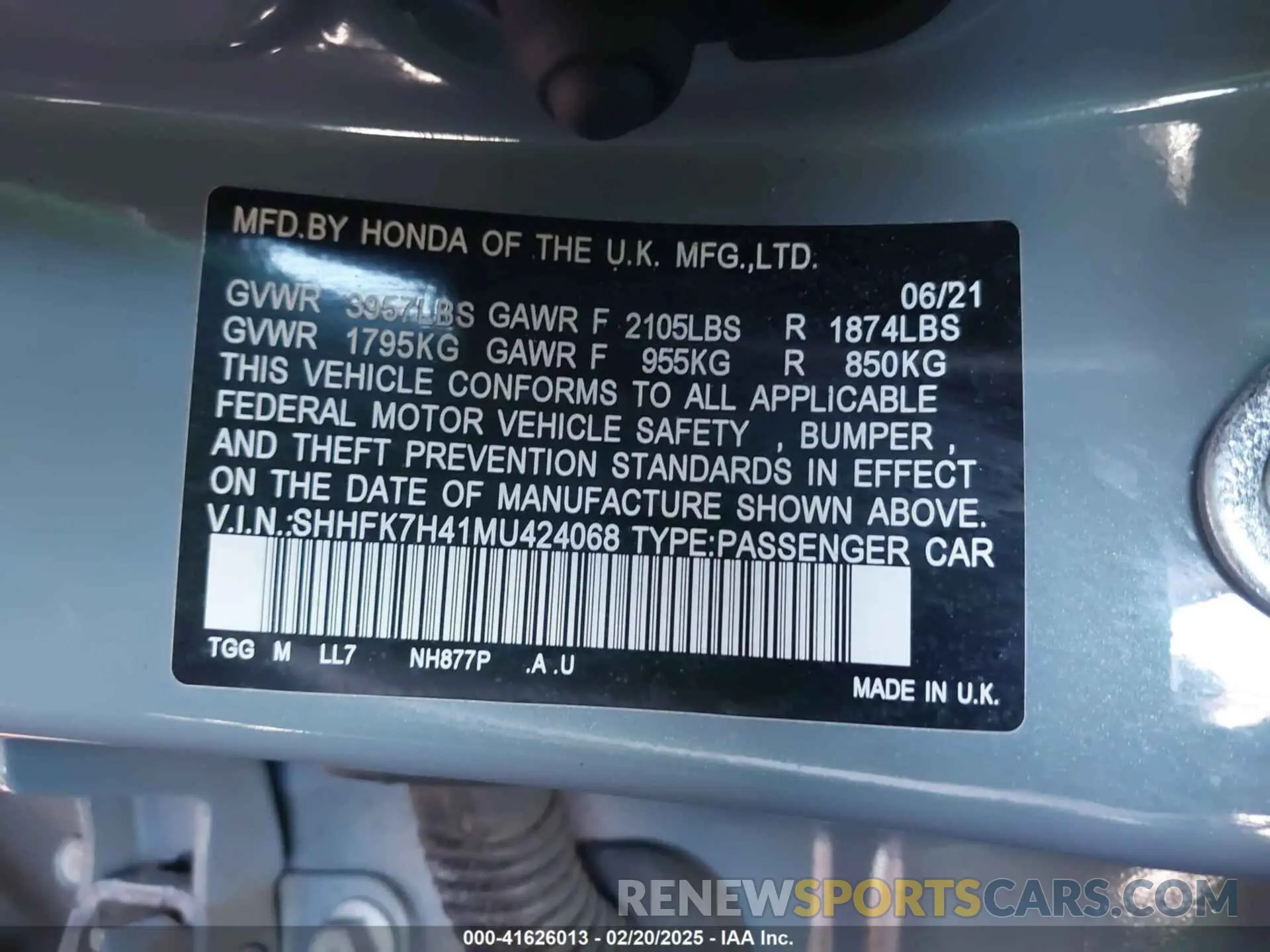 9 Photograph of a damaged car SHHFK7H41MU424068 HONDA CIVIC 2021