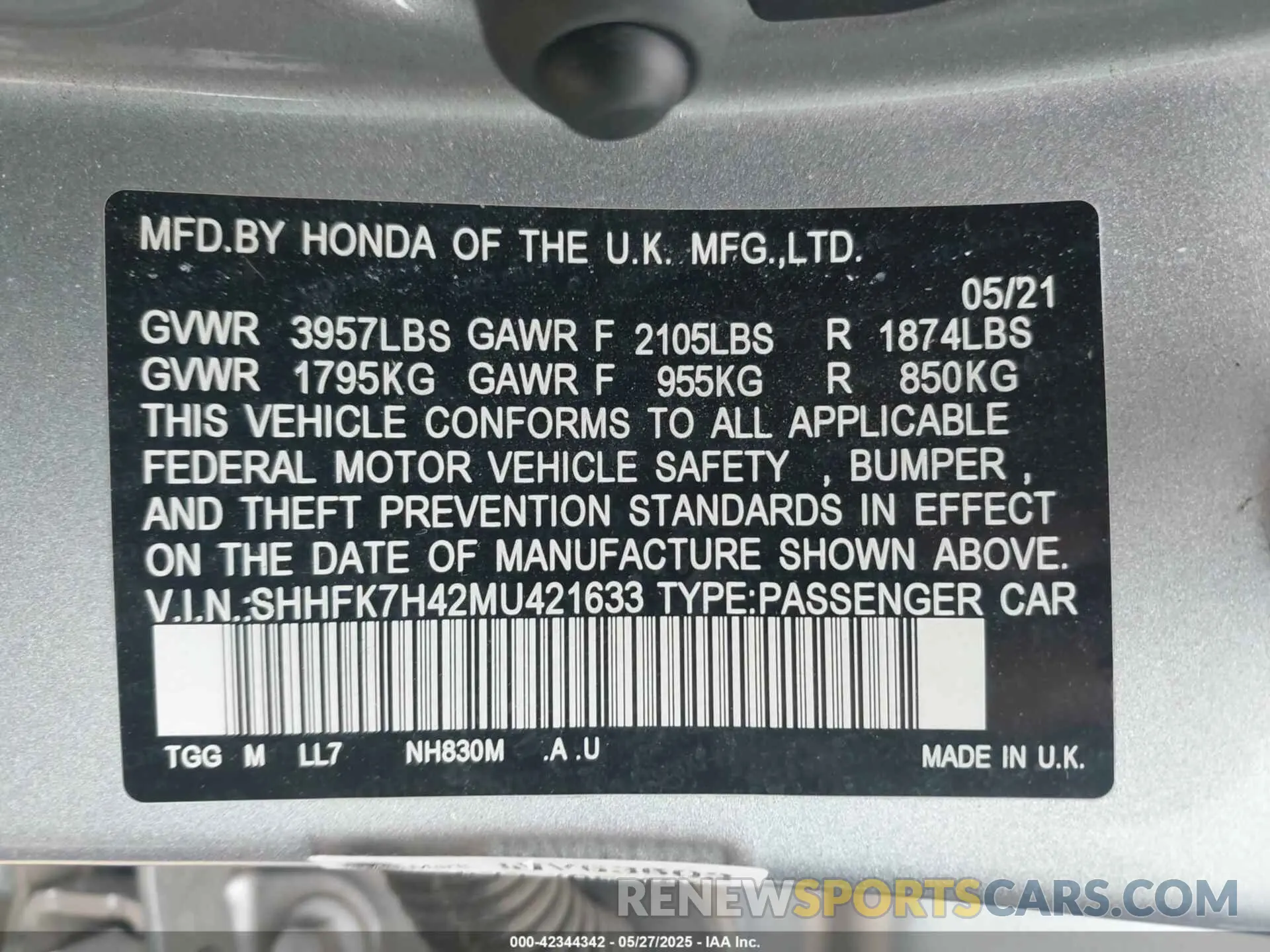 9 Photograph of a damaged car SHHFK7H42MU421633 HONDA CIVIC 2021