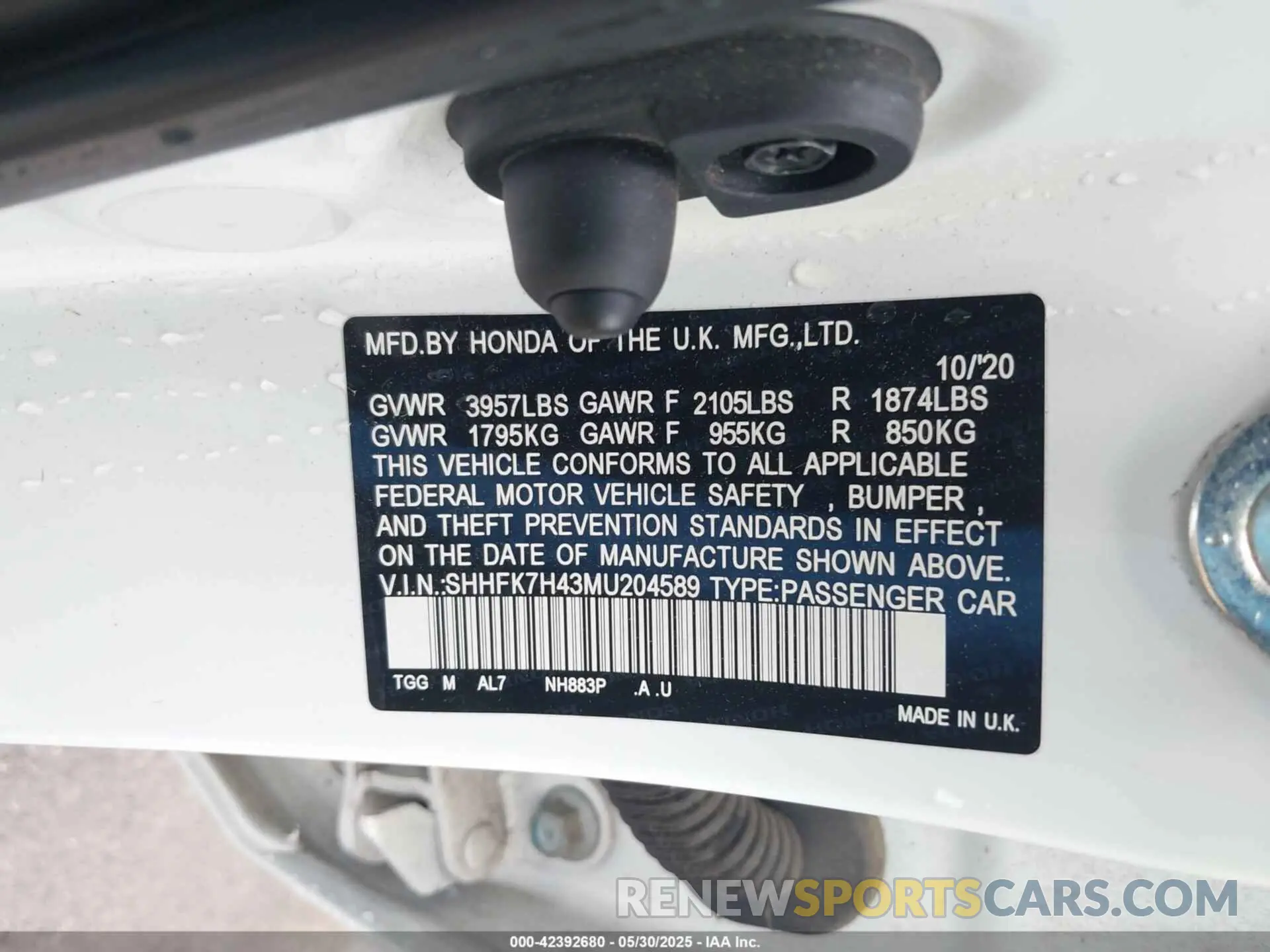 9 Photograph of a damaged car SHHFK7H43MU204589 HONDA CIVIC 2021