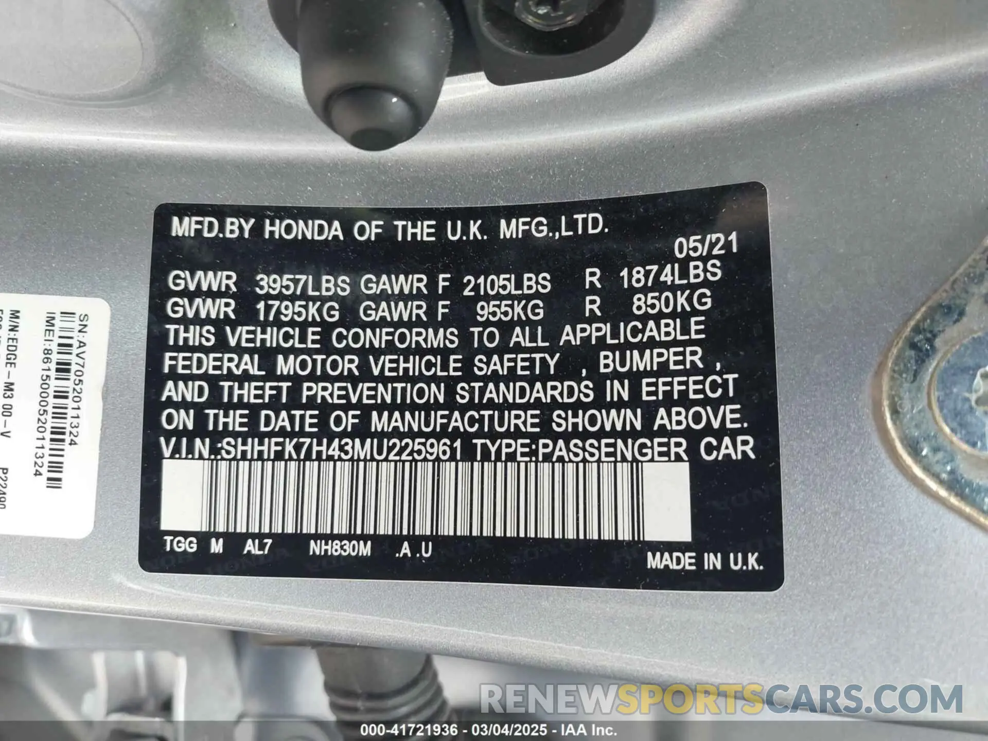 9 Photograph of a damaged car SHHFK7H43MU225961 HONDA CIVIC 2021
