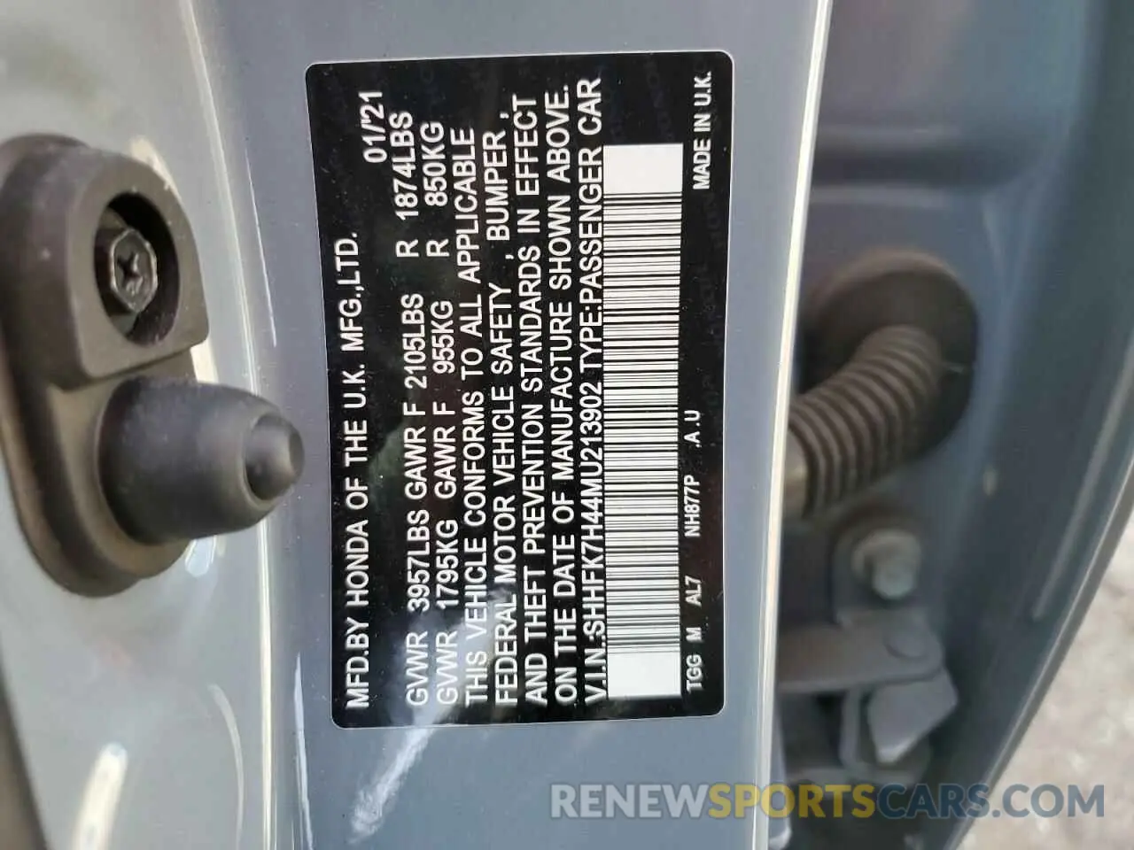 14 Photograph of a damaged car SHHFK7H44MU213902 HONDA CIVIC 2021