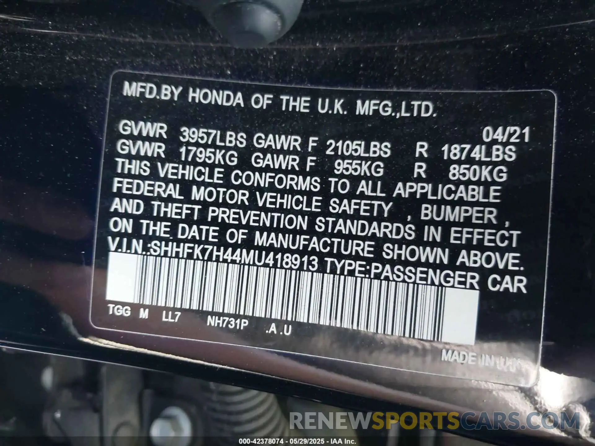 9 Photograph of a damaged car SHHFK7H44MU418913 HONDA CIVIC 2021