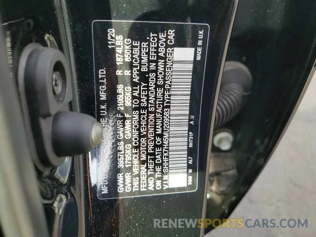 12 Photograph of a damaged car SHHFK7H45MU209583 HONDA CIVIC 2021