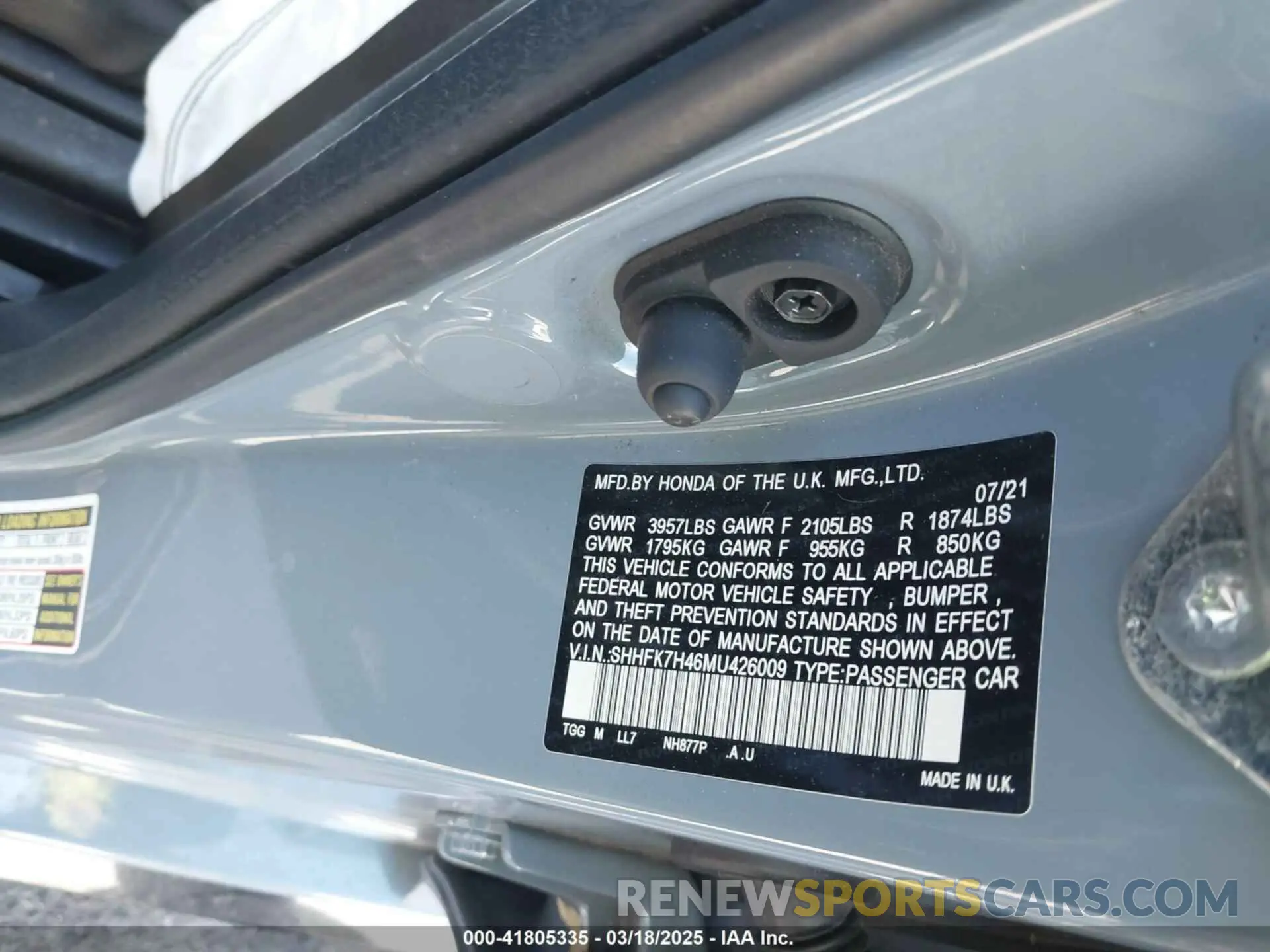9 Photograph of a damaged car SHHFK7H46MU426009 HONDA CIVIC 2021
