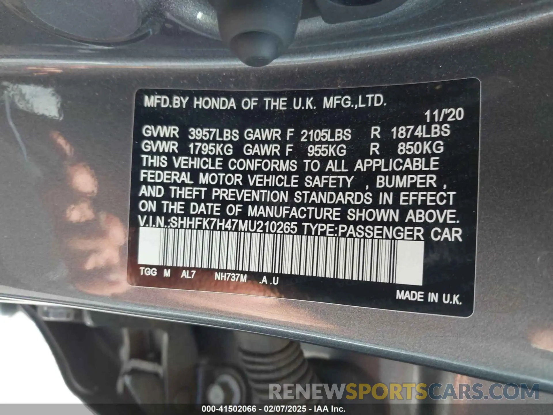 9 Photograph of a damaged car SHHFK7H47MU210265 HONDA CIVIC 2021