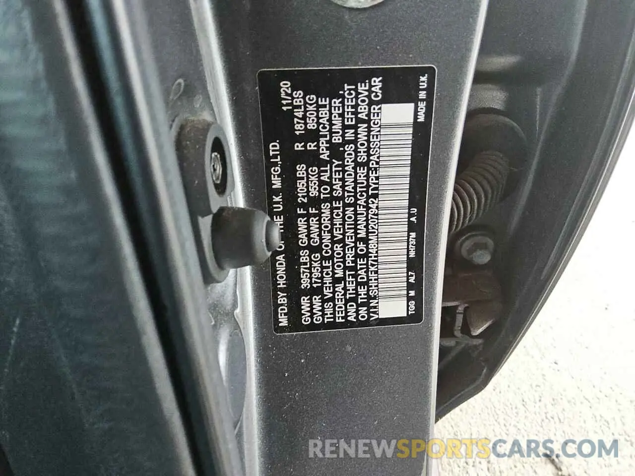 12 Photograph of a damaged car SHHFK7H48MU207942 HONDA CIVIC 2021