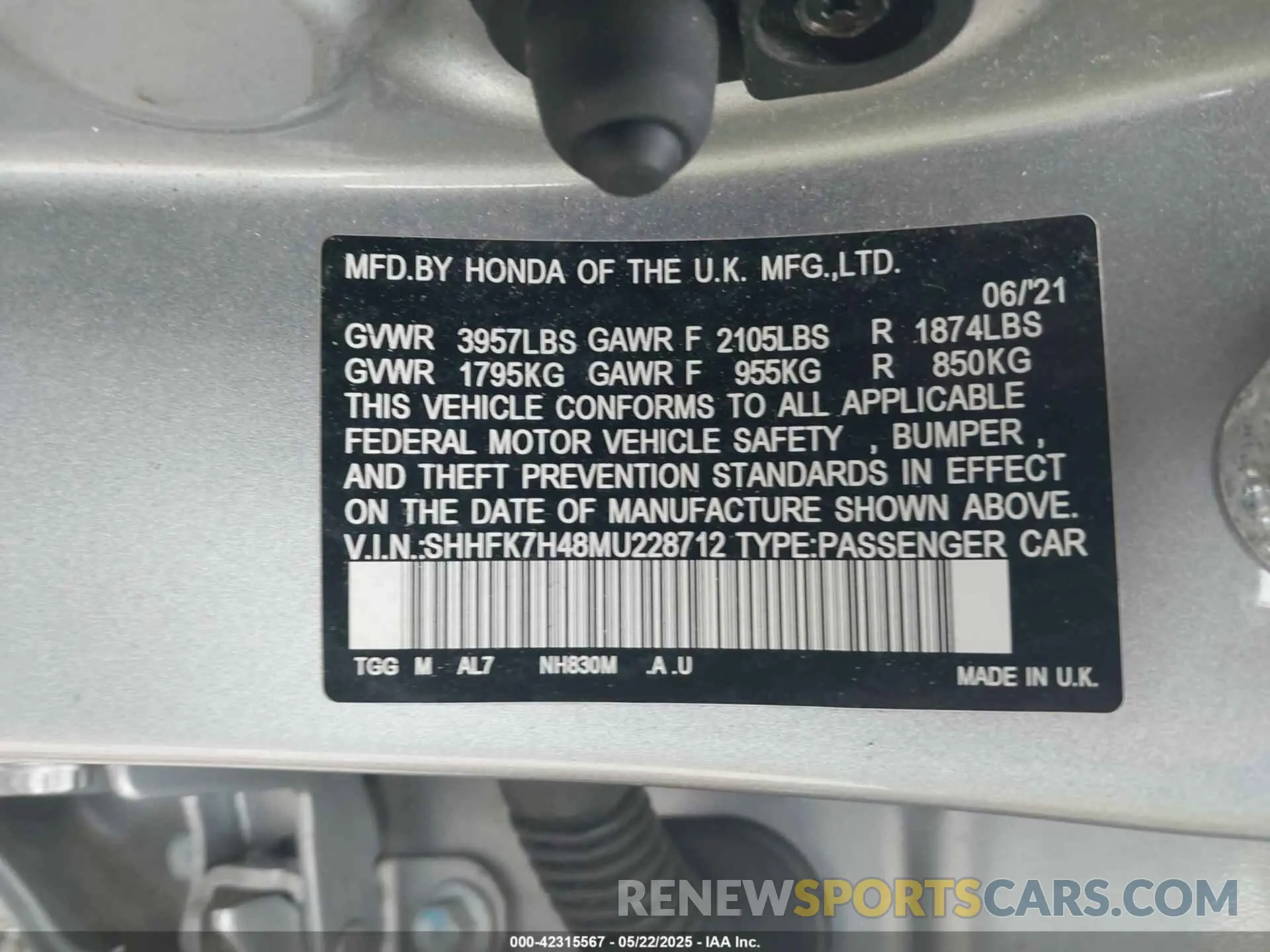 9 Photograph of a damaged car SHHFK7H48MU228712 HONDA CIVIC 2021