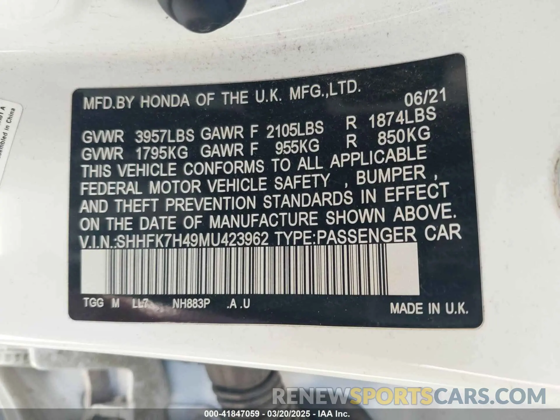 9 Photograph of a damaged car SHHFK7H49MU423962 HONDA CIVIC 2021