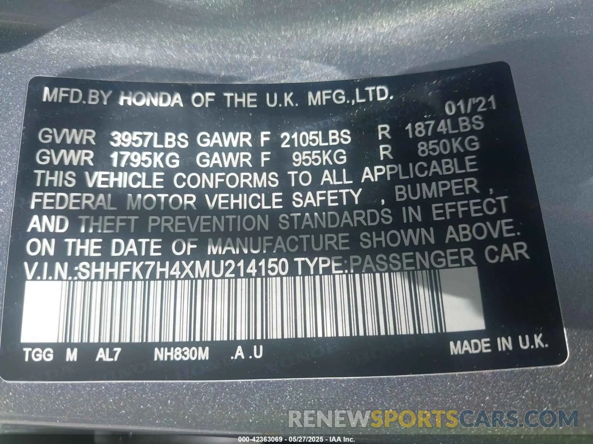 9 Photograph of a damaged car SHHFK7H4XMU214150 HONDA CIVIC 2021