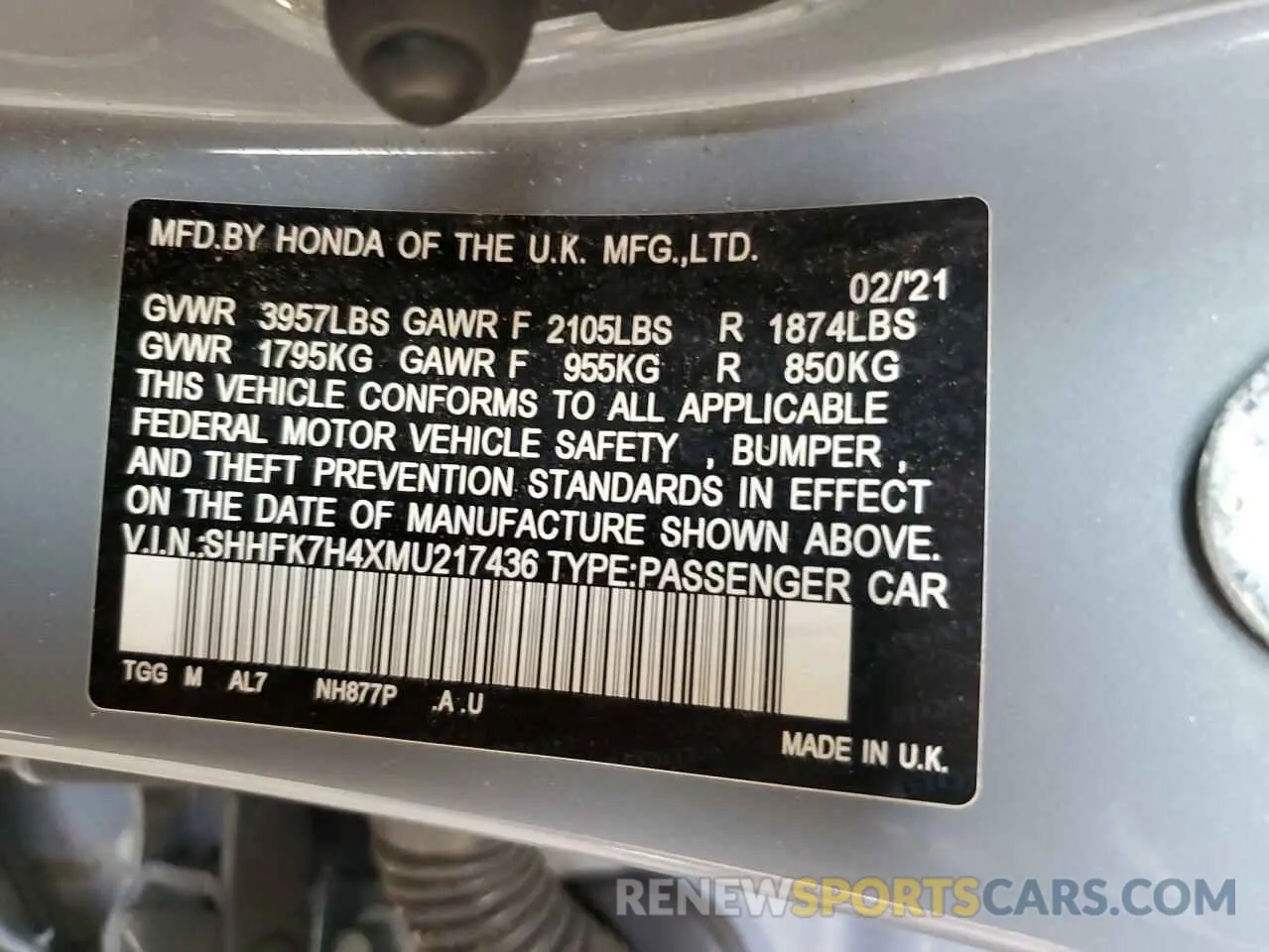 12 Photograph of a damaged car SHHFK7H4XMU217436 HONDA CIVIC 2021