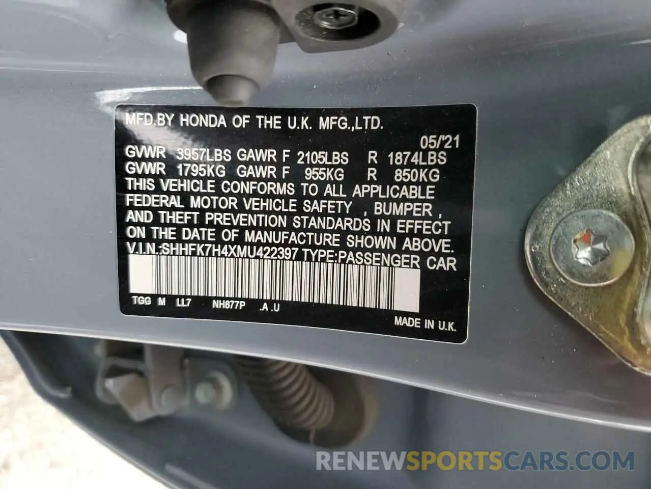 15 Photograph of a damaged car SHHFK7H4XMU422397 HONDA CIVIC 2021