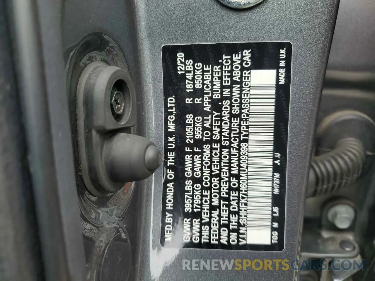 12 Photograph of a damaged car SHHFK7H60MU409398 HONDA CIVIC 2021