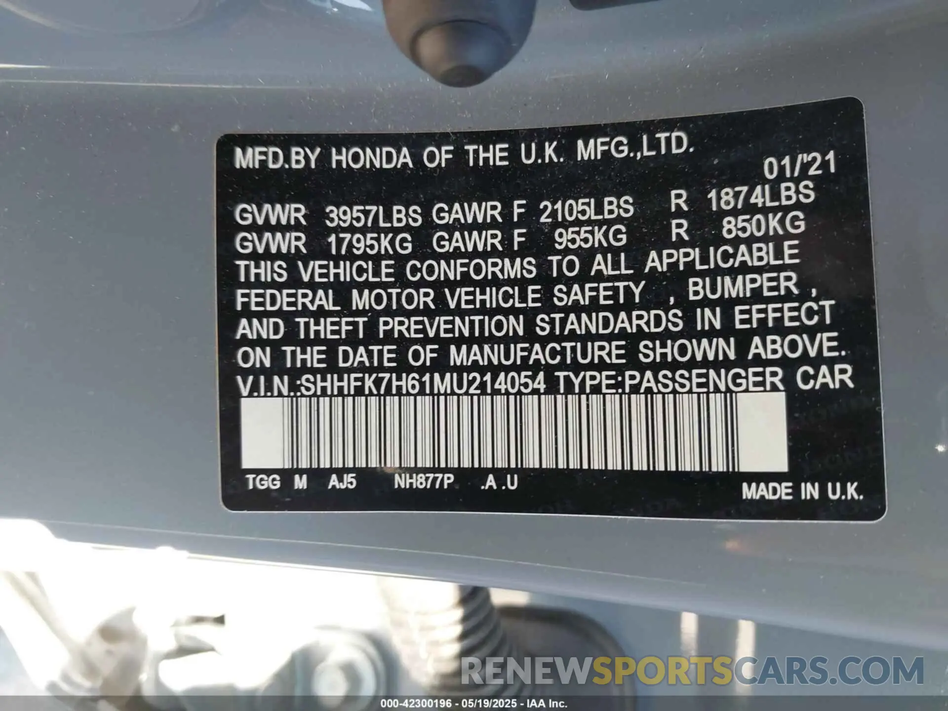 9 Photograph of a damaged car SHHFK7H61MU214054 HONDA CIVIC 2021
