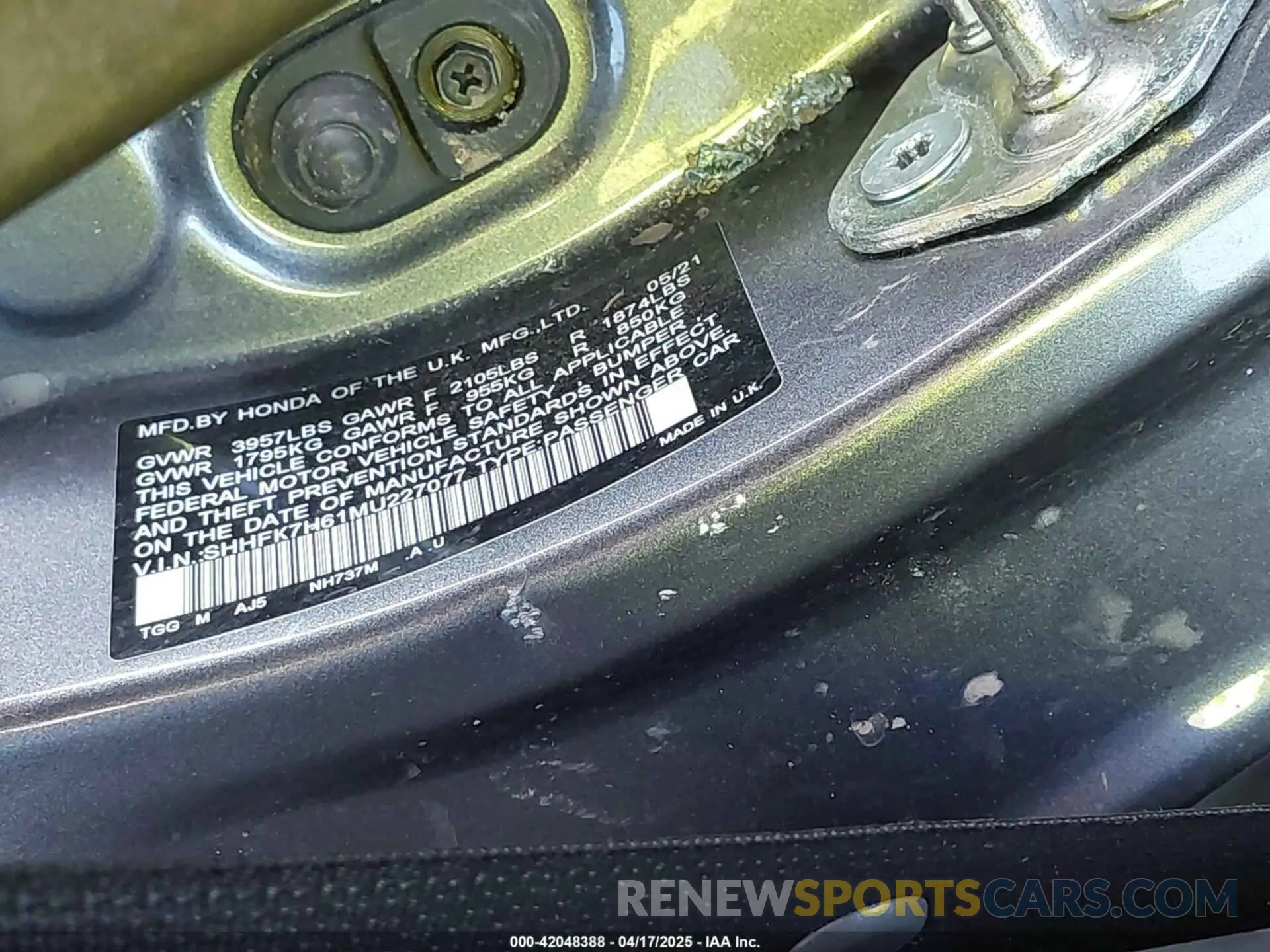 9 Photograph of a damaged car SHHFK7H61MU227077 HONDA CIVIC 2021