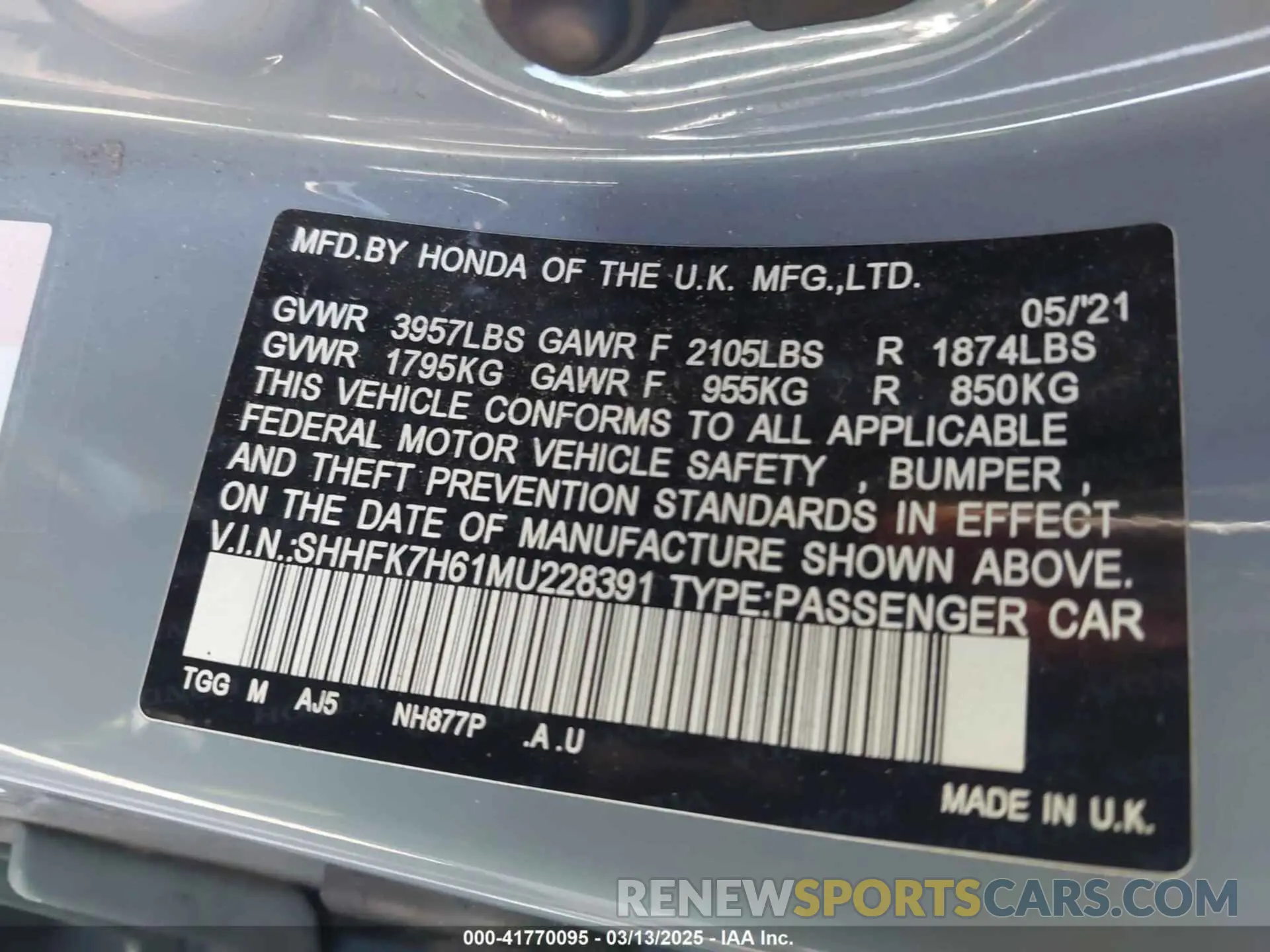 9 Photograph of a damaged car SHHFK7H61MU228391 HONDA CIVIC 2021