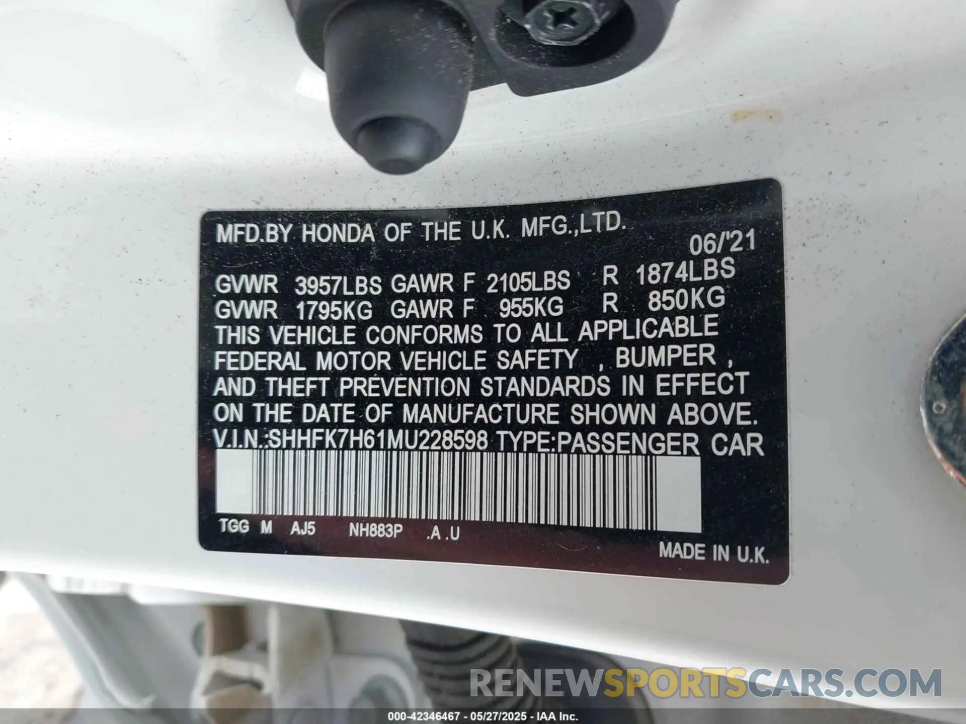 9 Photograph of a damaged car SHHFK7H61MU228598 HONDA CIVIC 2021
