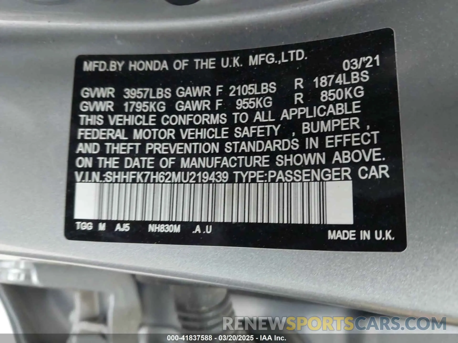 9 Photograph of a damaged car SHHFK7H62MU219439 HONDA CIVIC 2021