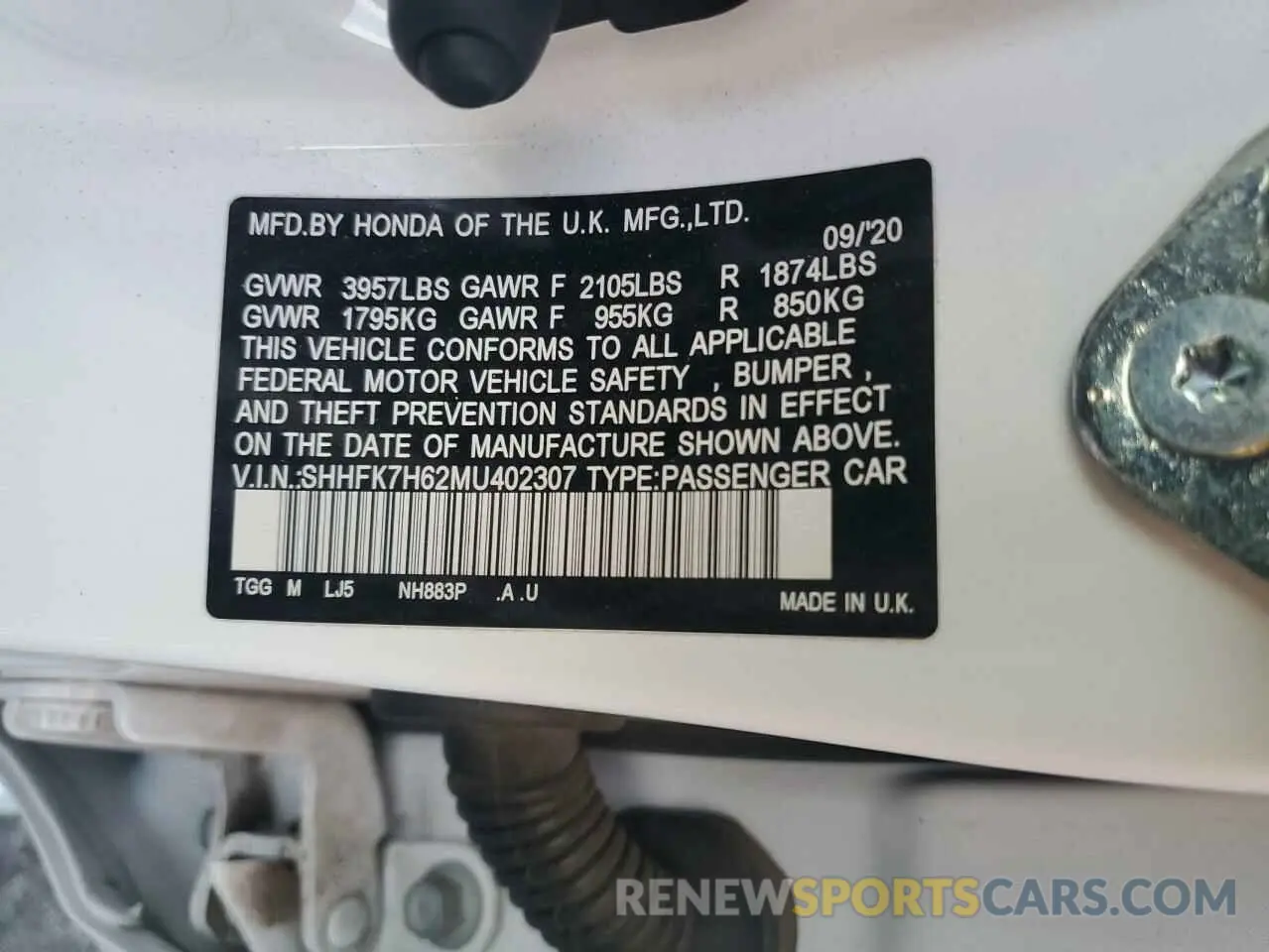 12 Photograph of a damaged car SHHFK7H62MU402307 HONDA CIVIC 2021