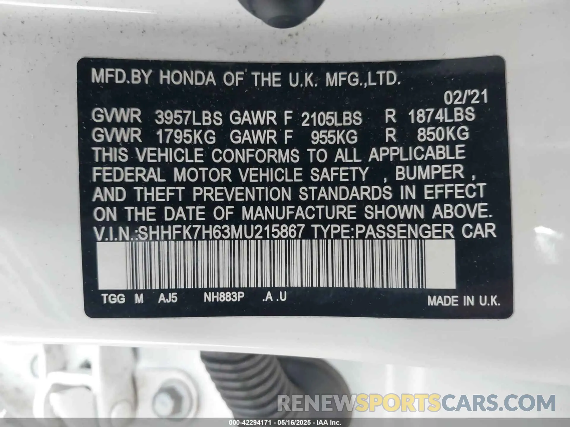 9 Photograph of a damaged car SHHFK7H63MU215867 HONDA CIVIC 2021