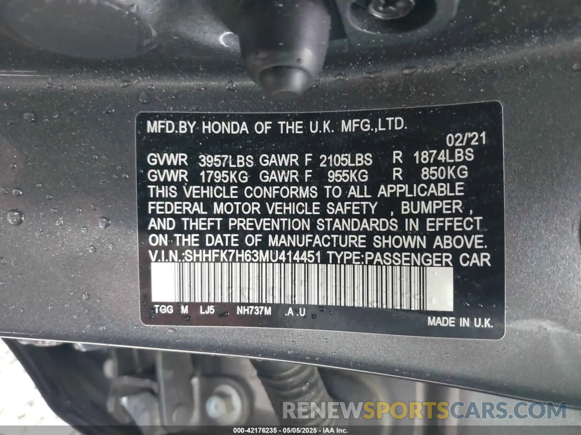 9 Photograph of a damaged car SHHFK7H63MU414451 HONDA CIVIC 2021