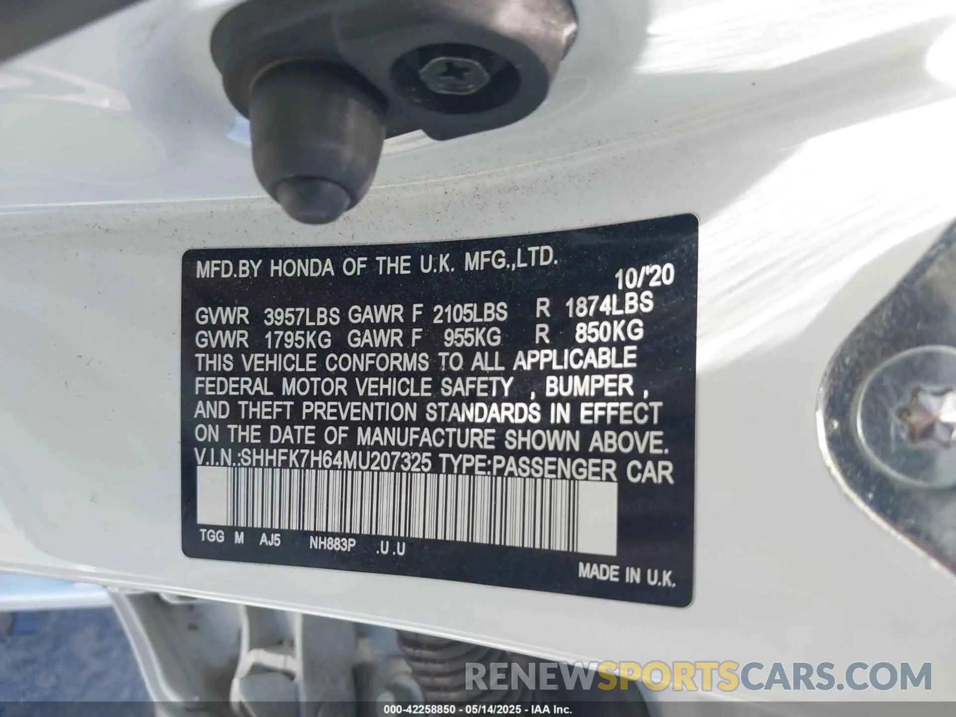 9 Photograph of a damaged car SHHFK7H64MU207325 HONDA CIVIC 2021