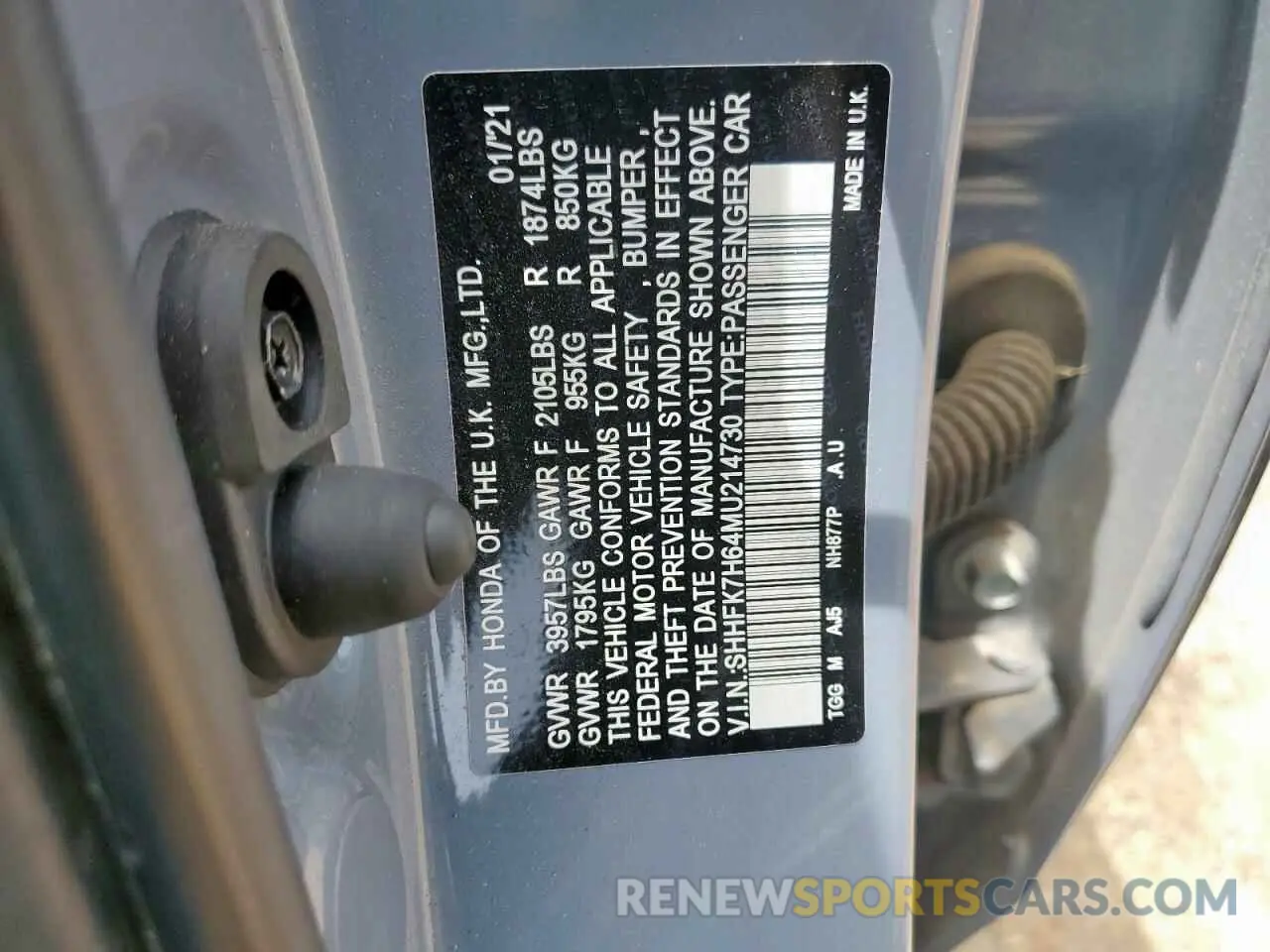 12 Photograph of a damaged car SHHFK7H64MU214730 HONDA CIVIC 2021