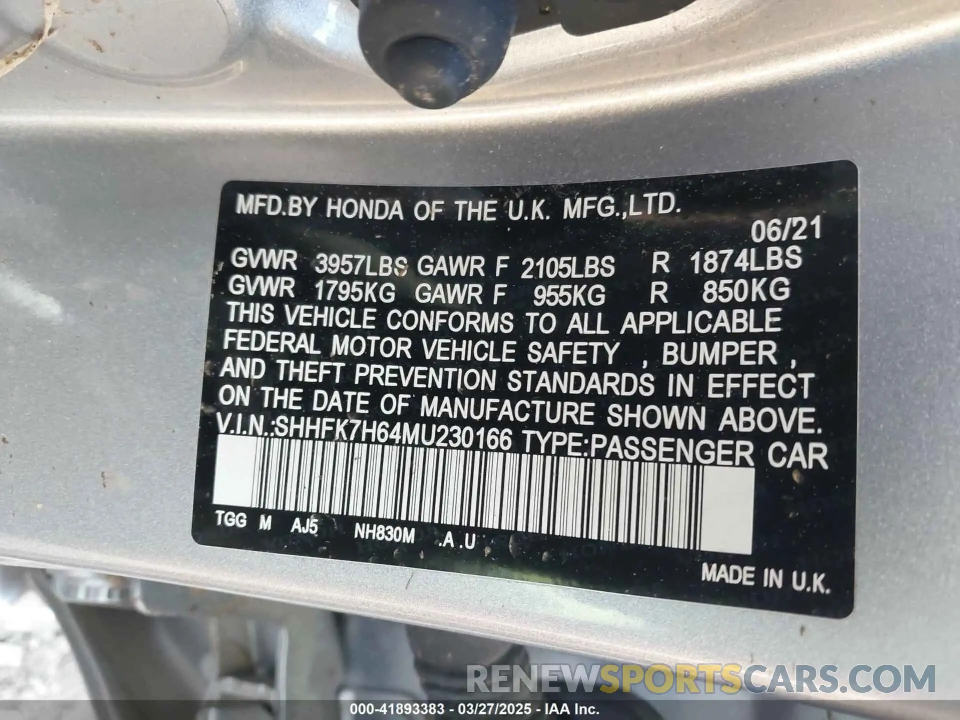9 Photograph of a damaged car SHHFK7H64MU230166 HONDA CIVIC 2021