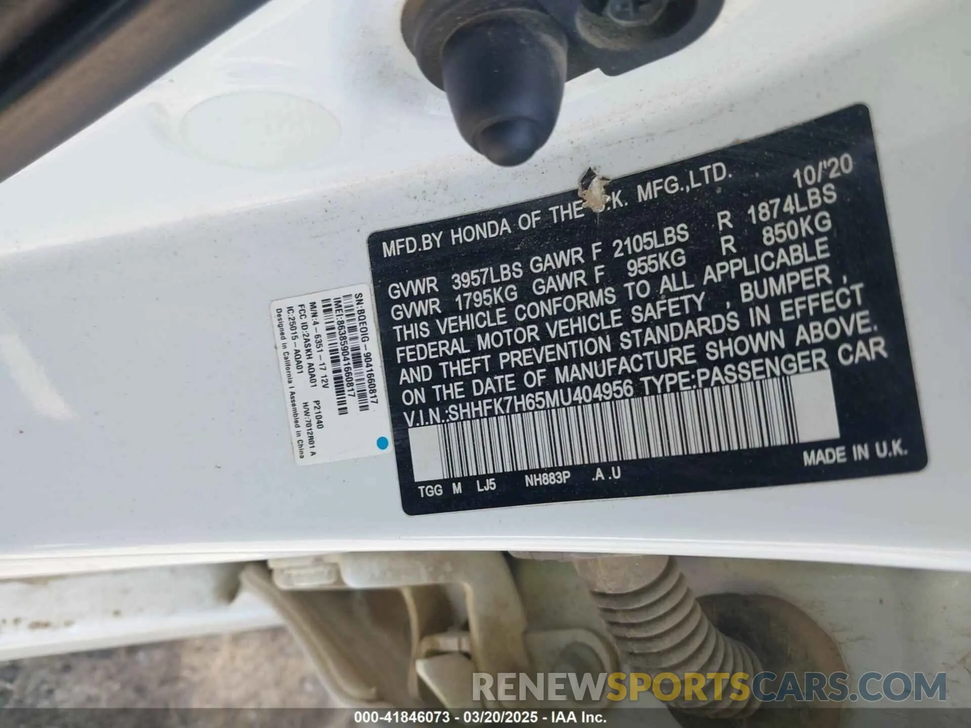 9 Photograph of a damaged car SHHFK7H65MU404956 HONDA CIVIC 2021