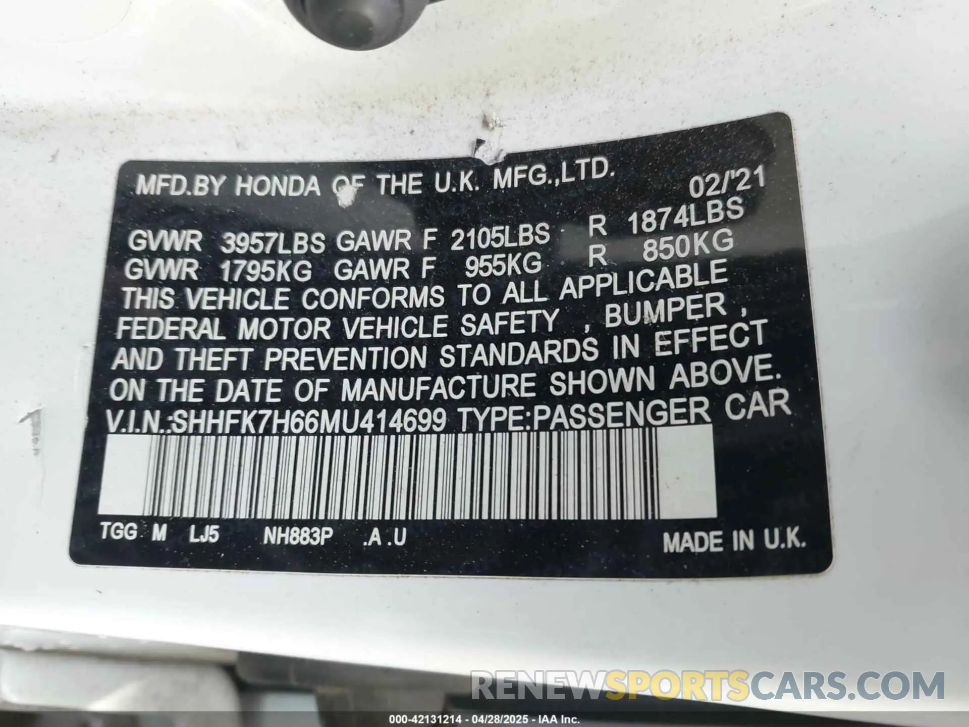 9 Photograph of a damaged car SHHFK7H66MU414699 HONDA CIVIC 2021