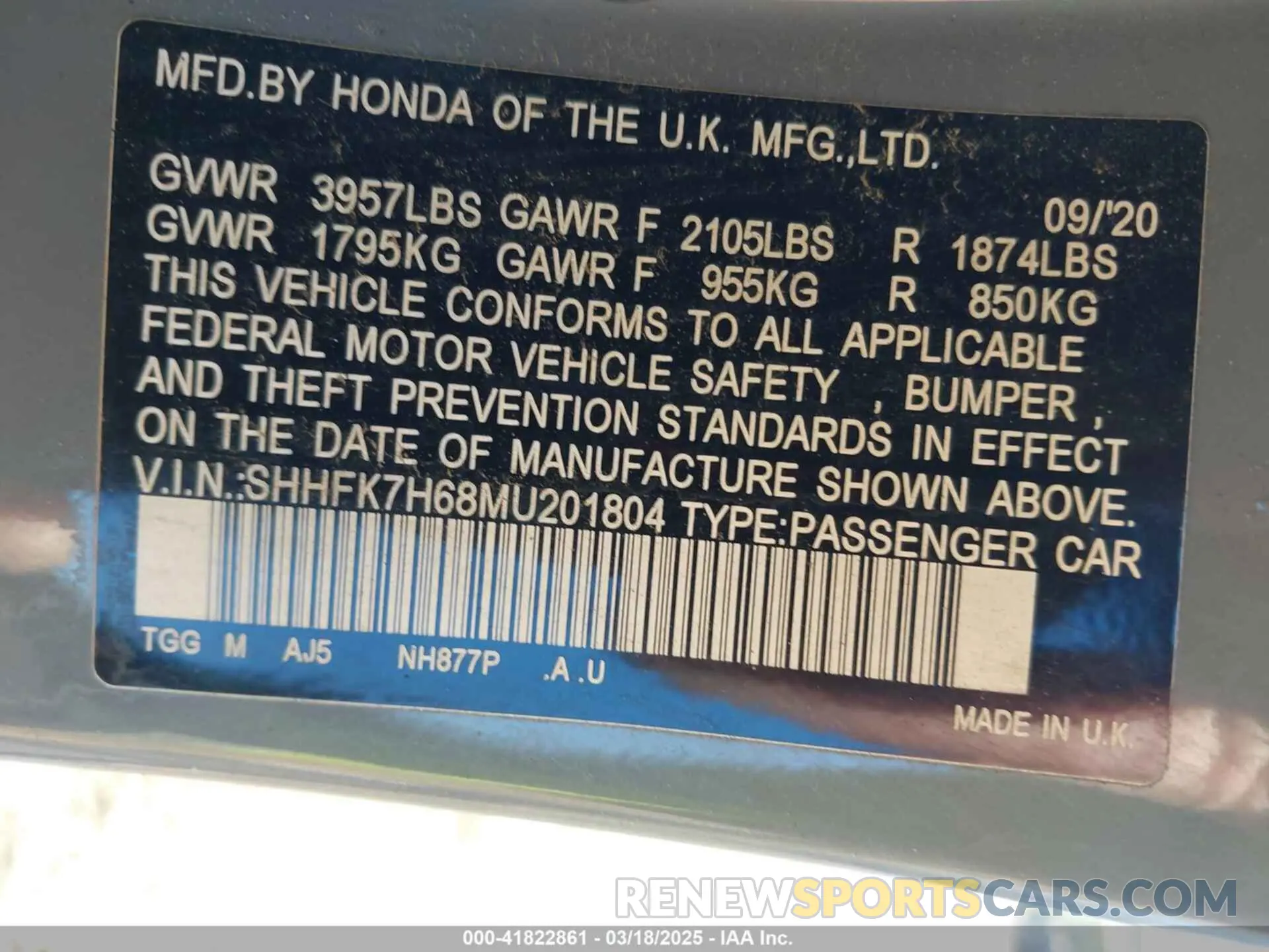 9 Photograph of a damaged car SHHFK7H68MU201804 HONDA CIVIC 2021