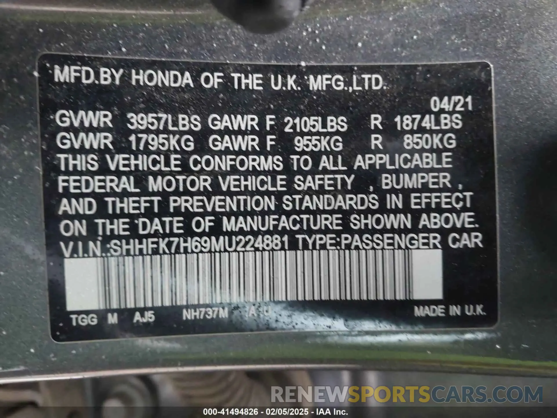 9 Photograph of a damaged car SHHFK7H69MU224881 HONDA CIVIC 2021