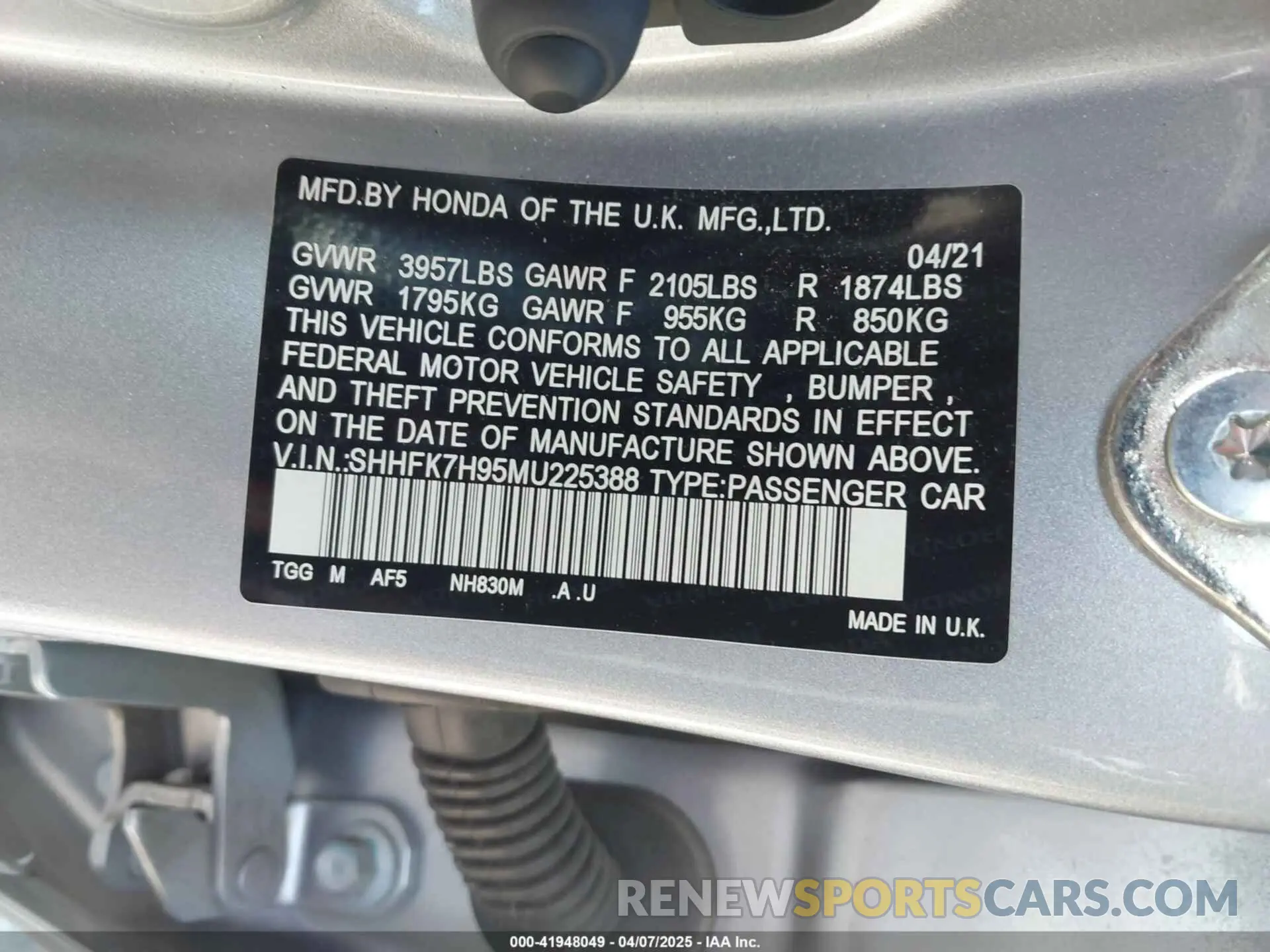 9 Photograph of a damaged car SHHFK7H95MU225388 HONDA CIVIC 2021