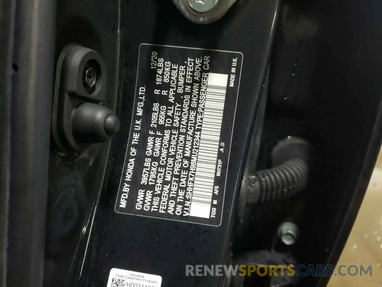 13 Photograph of a damaged car SHHFK7H98MU212344 HONDA CIVIC 2021