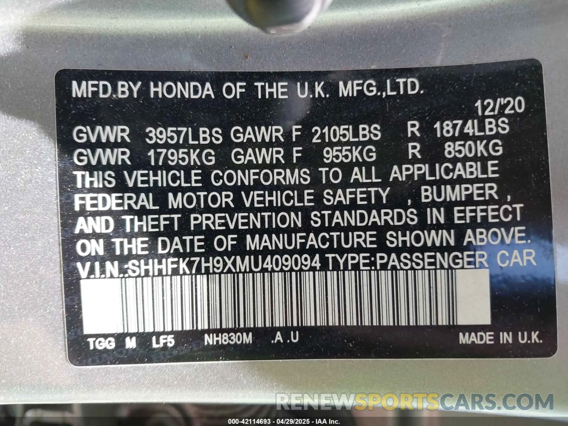 9 Photograph of a damaged car SHHFK7H9XMU409094 HONDA CIVIC 2021