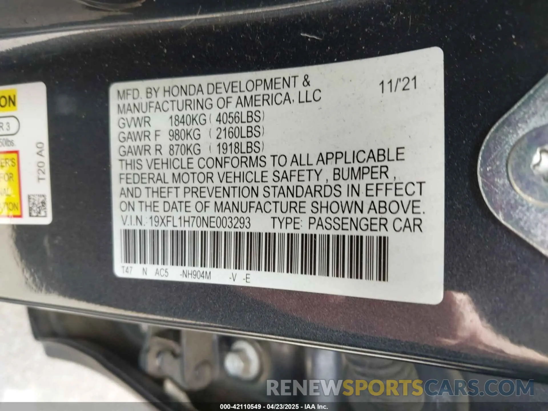 9 Photograph of a damaged car 19XFL1H70NE003293 HONDA CIVIC 2022