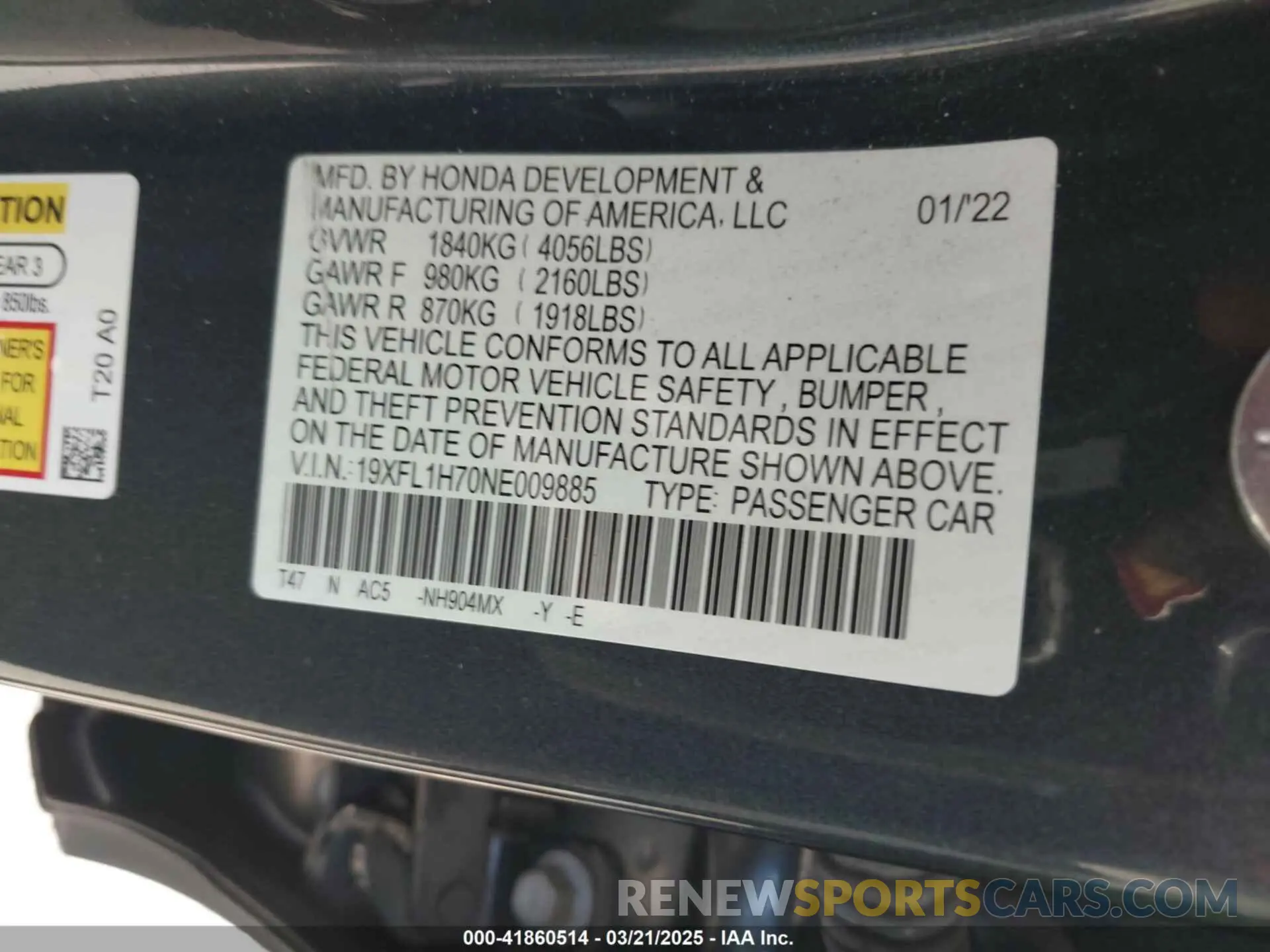 9 Photograph of a damaged car 19XFL1H70NE009885 HONDA CIVIC 2022