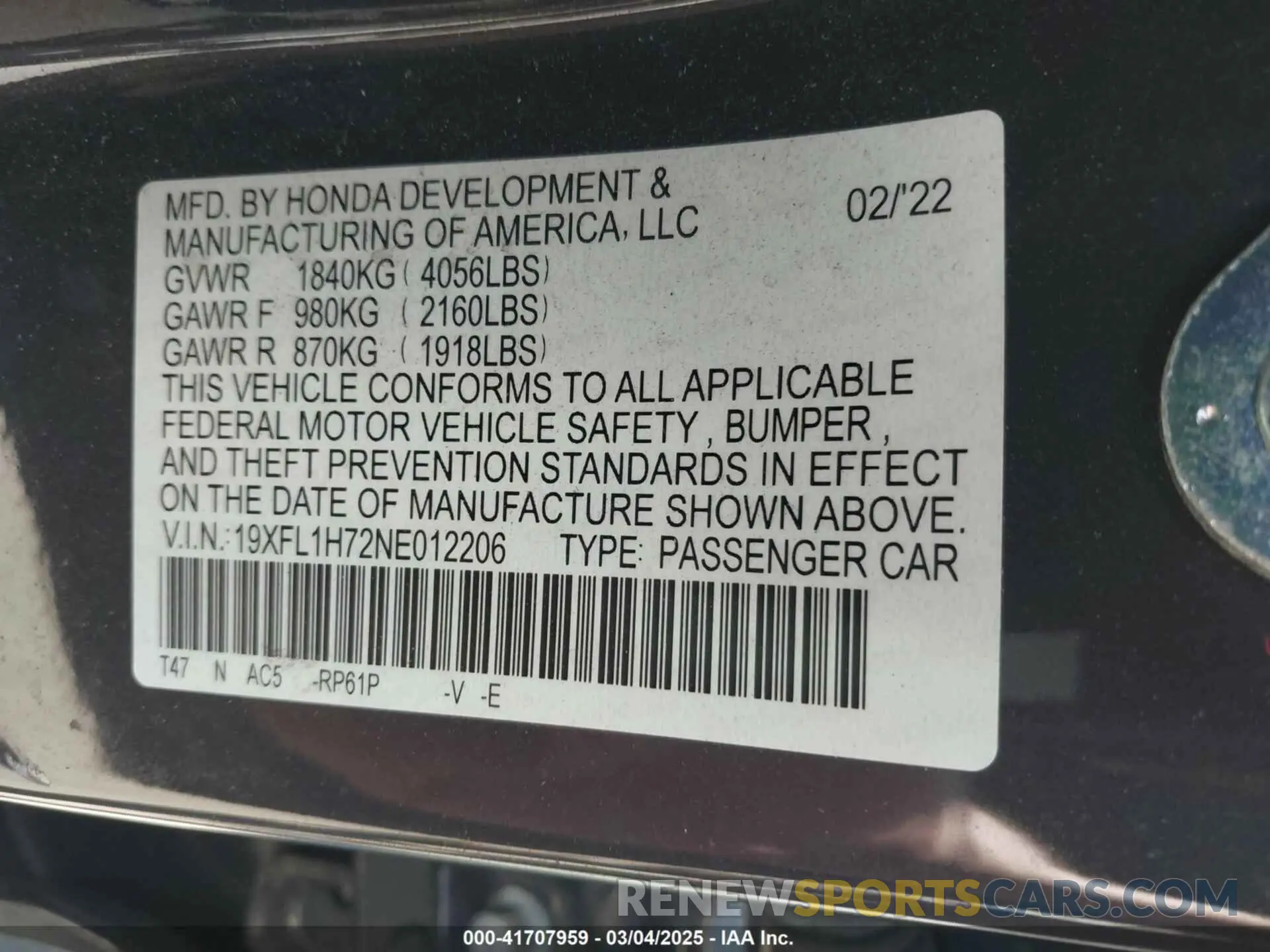 9 Photograph of a damaged car 19XFL1H72NE012206 HONDA CIVIC 2022