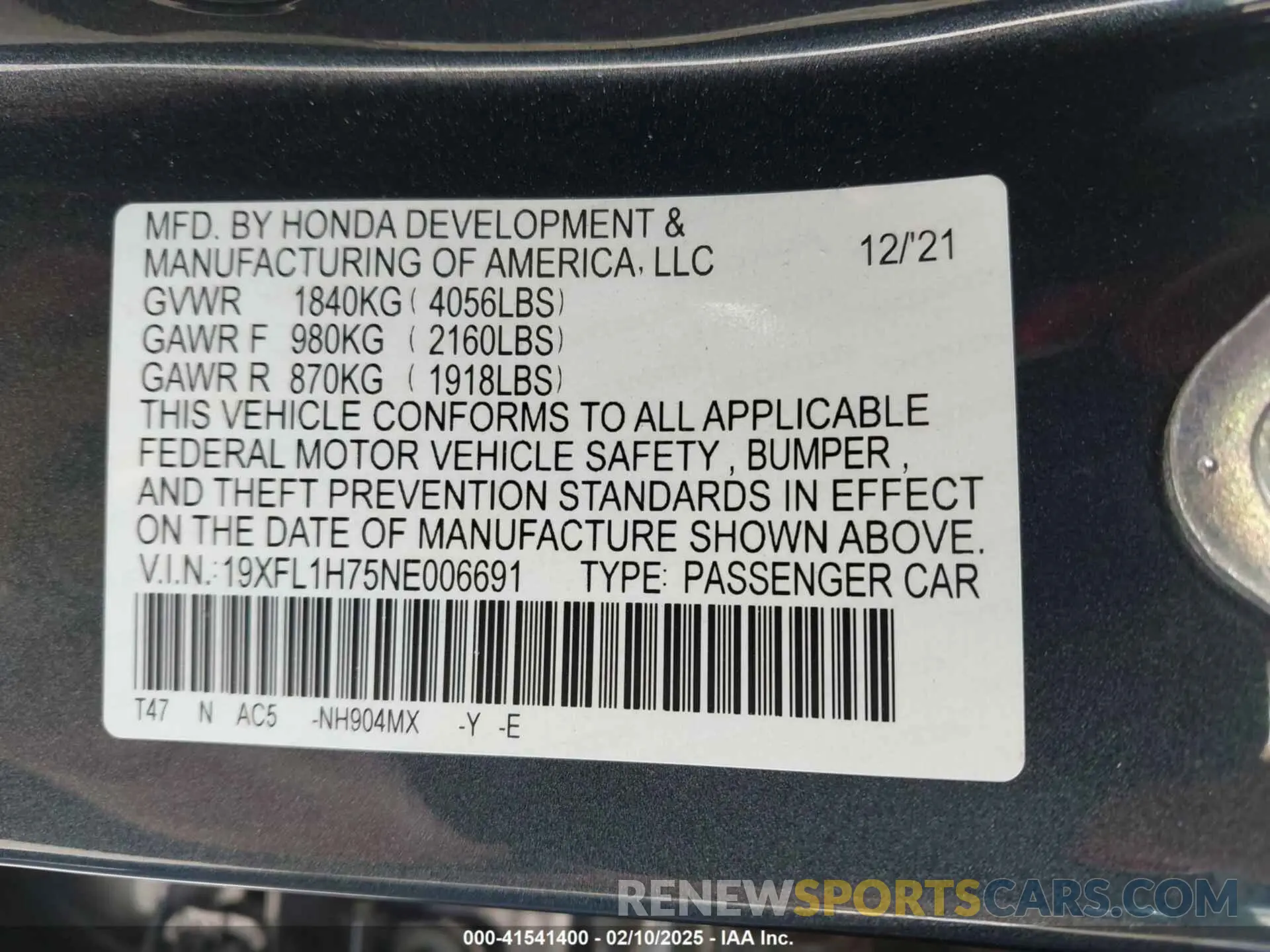 9 Photograph of a damaged car 19XFL1H75NE006691 HONDA CIVIC 2022